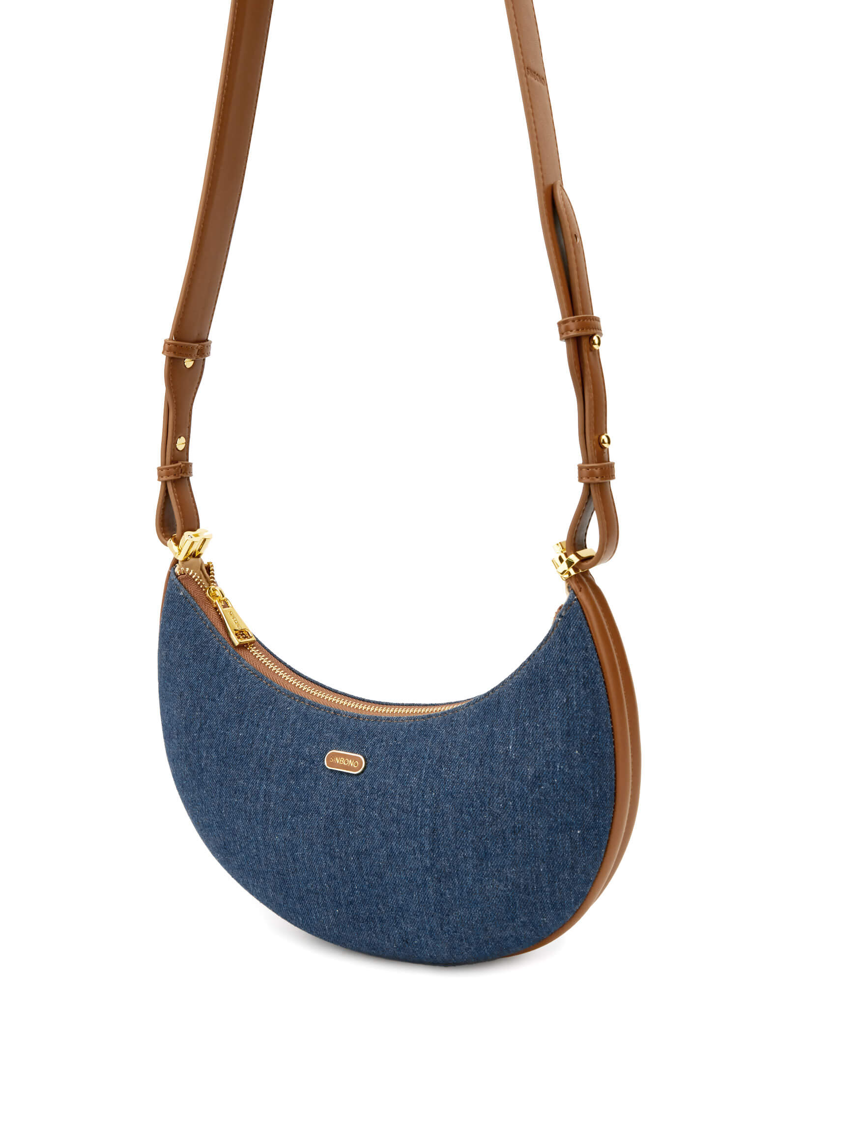 Zoey Shoulder Crossbody Bag - Dark Blue&Brown