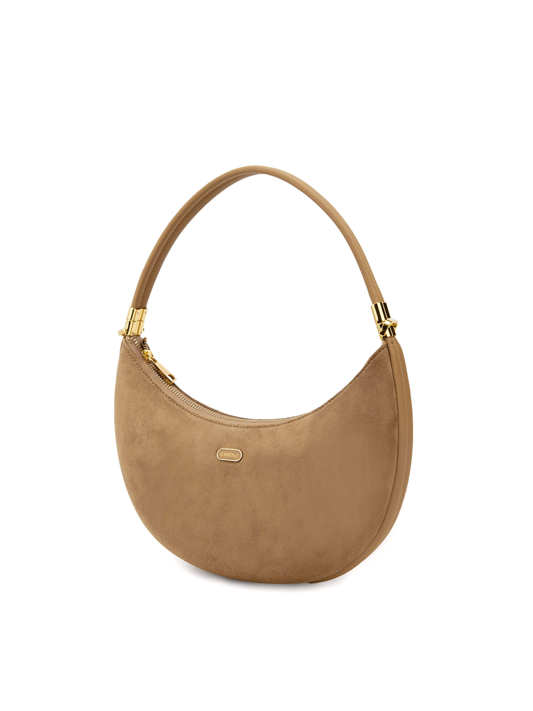 Zoey Shoulder Crossbody Bag in Ivory Fake Suede Vegan Leather - Side Angle