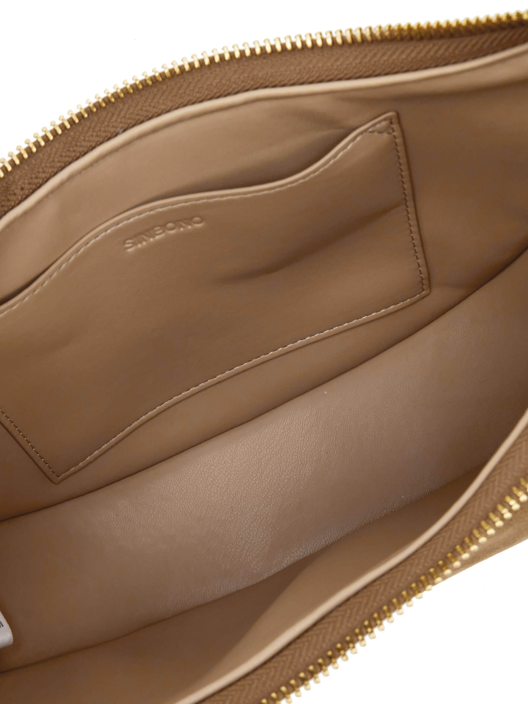 Zoey Shoulder Crossbody Bag in Ivory Fake Suede Vegan Leather - Inside View
