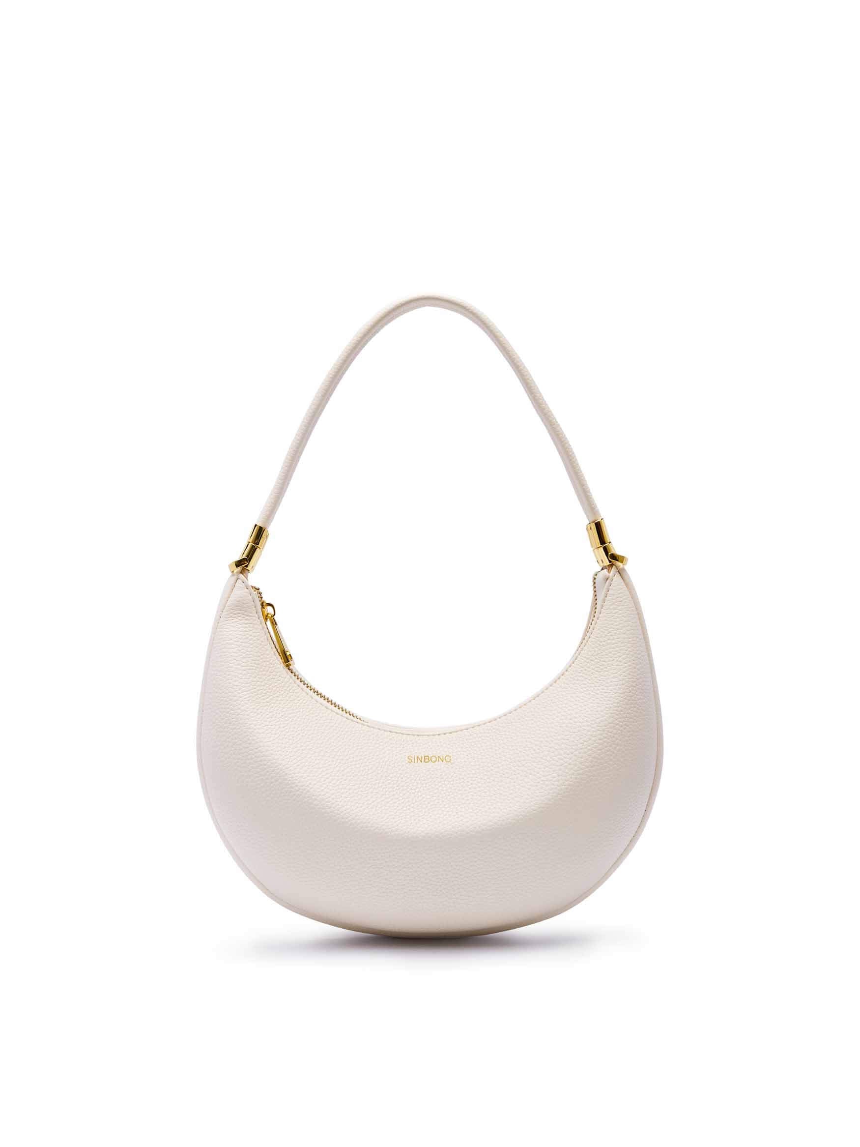 Zoey Shoulder Crossbody Bag in Ivory Vegan Leather - Front View
