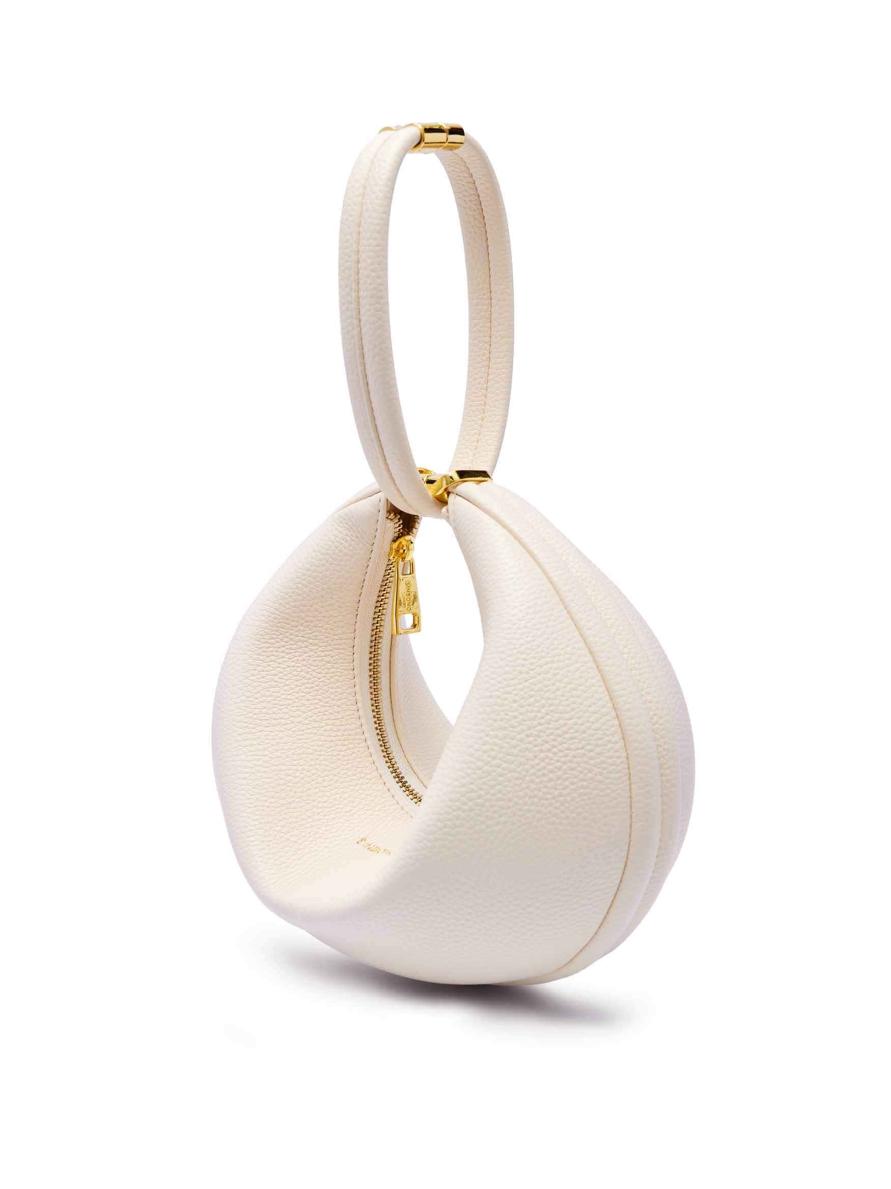 Zoey Shoulder Crossbody Bag in Ivory Vegan Leather - Side Hook