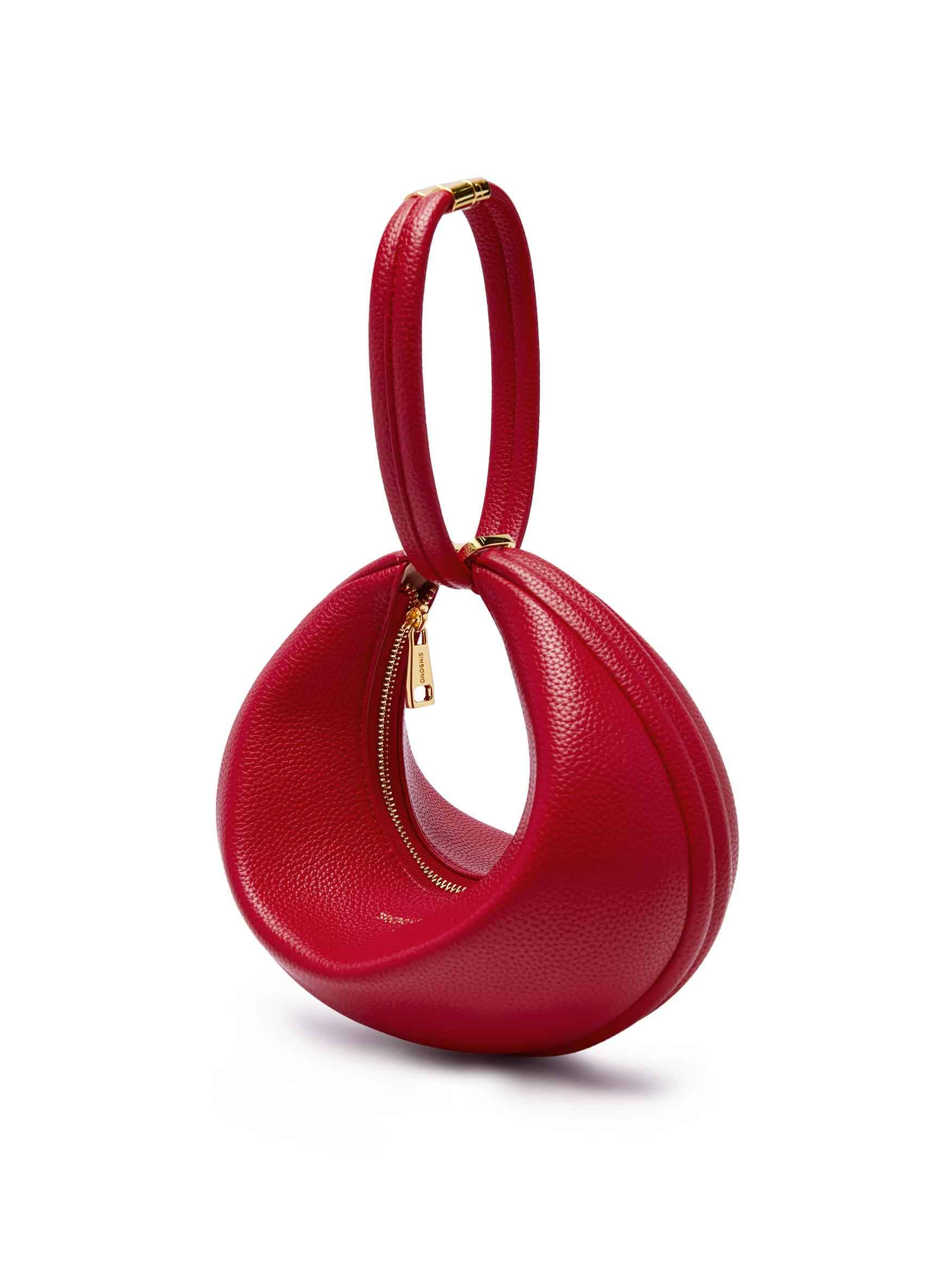 Zoey Shoulder Crossbody Bag in red Vegan Leather - Top Handle Close-Up