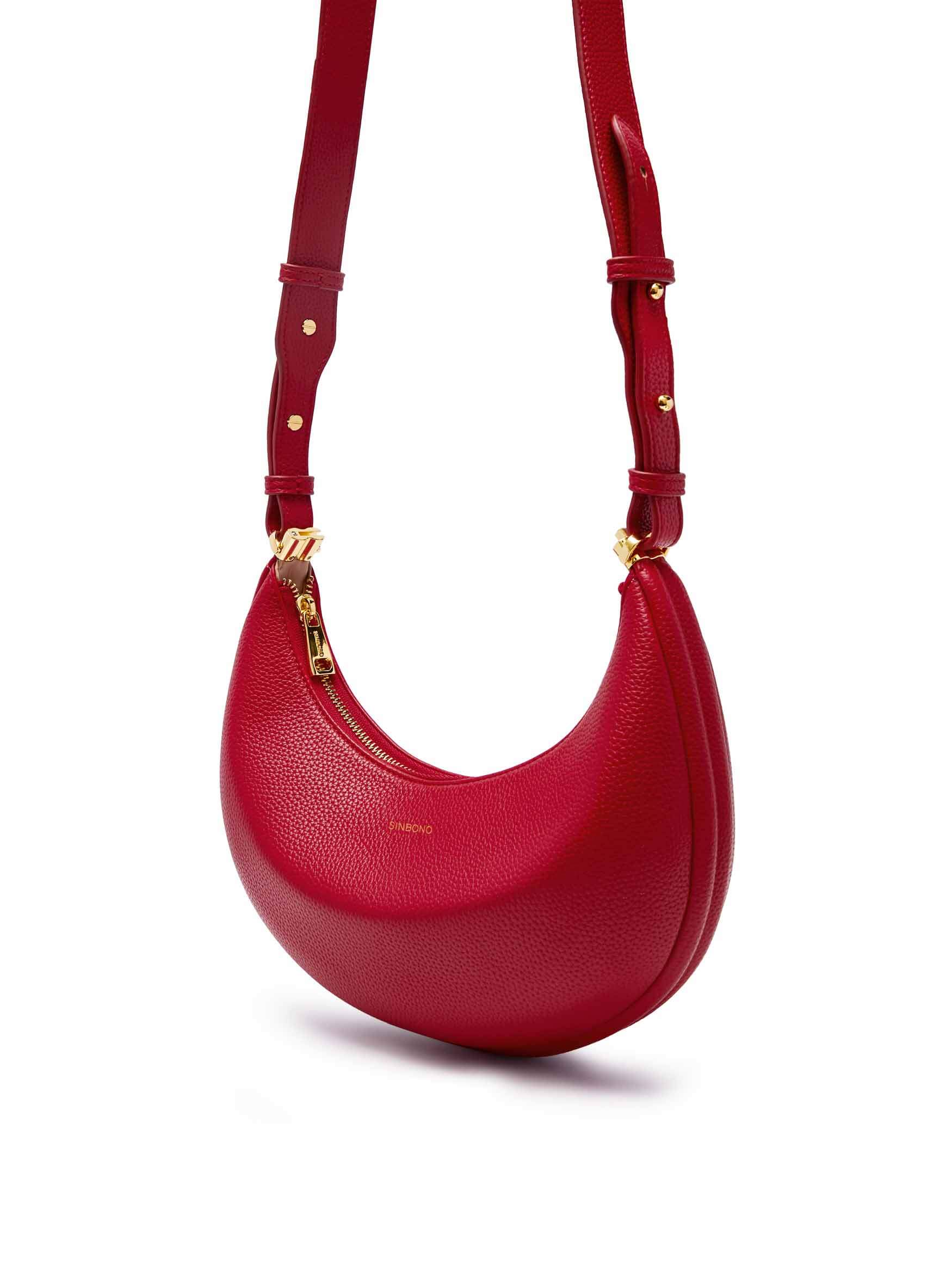 Zoey Shoulder Crossbody Bag in red Vegan Leather - With chain