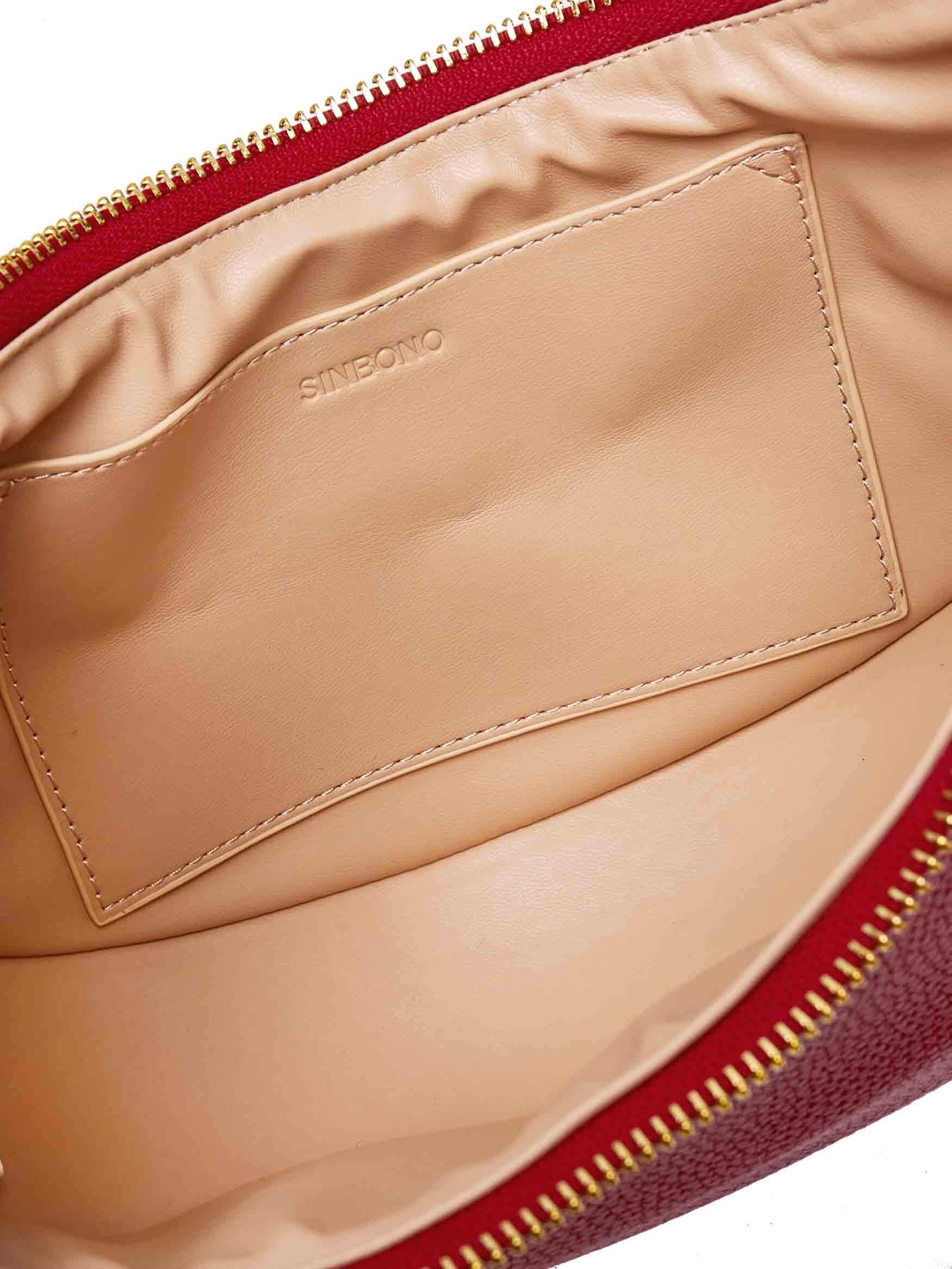 Zoey Shoulder Crossbody Bag in red Vegan Leather - Bottom View