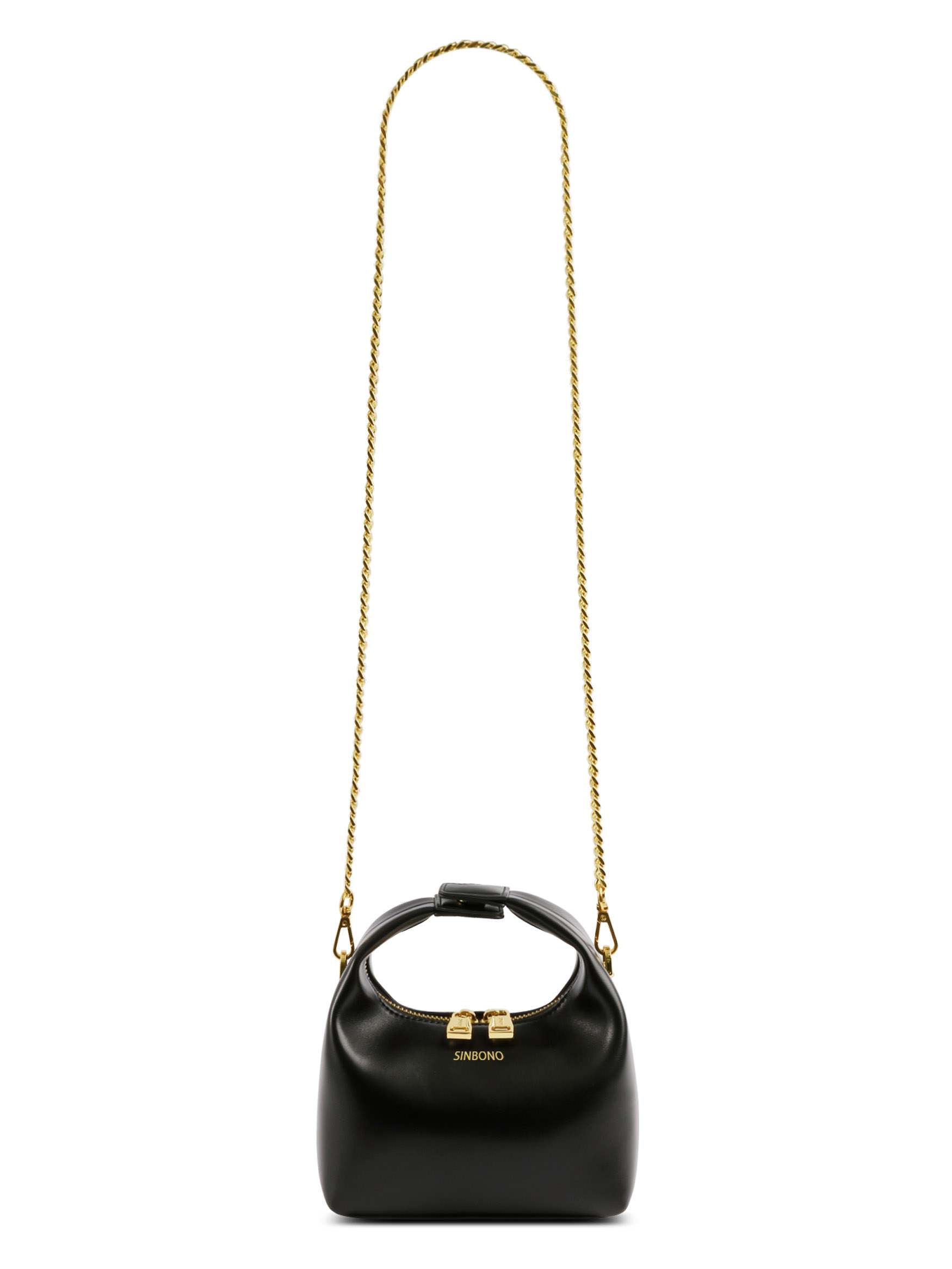 Vienna in Black Vegan Leather - With chain