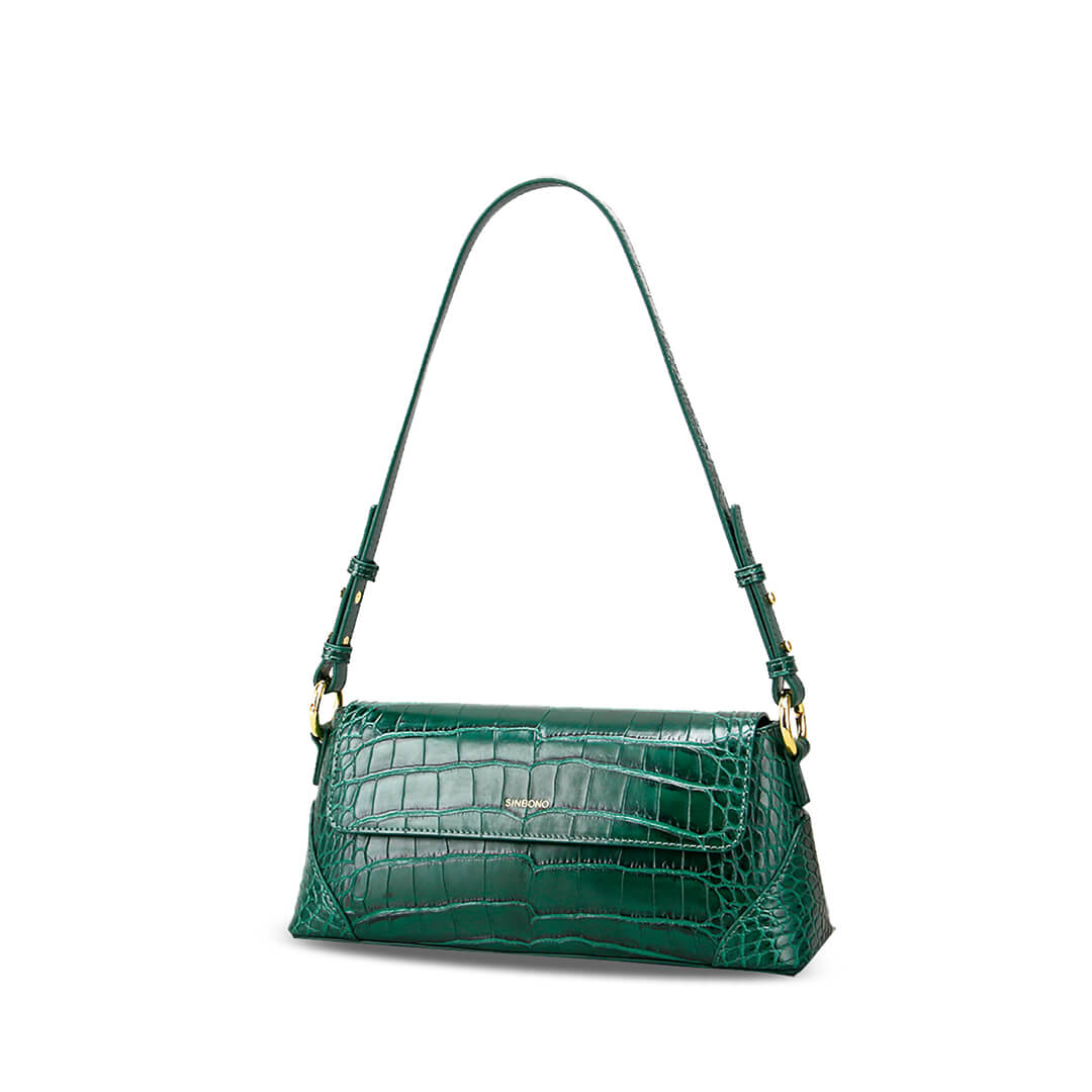 SINBONO Croc Embossed Shoulder Bag - Animal Free Leather Bag