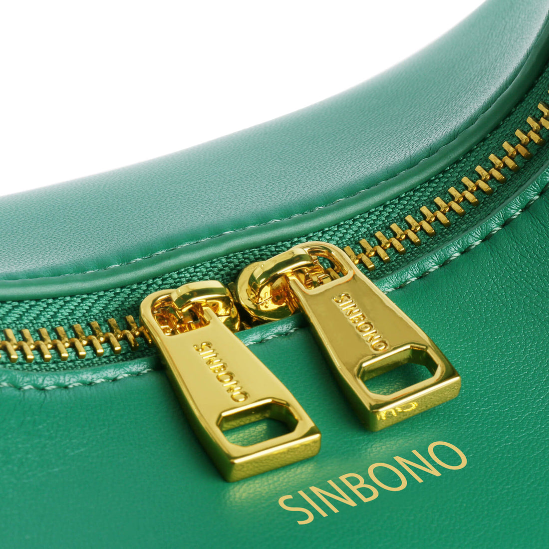 SINBONO Eco-friendly Green Purse with Top Handle & Golden Metal Strap