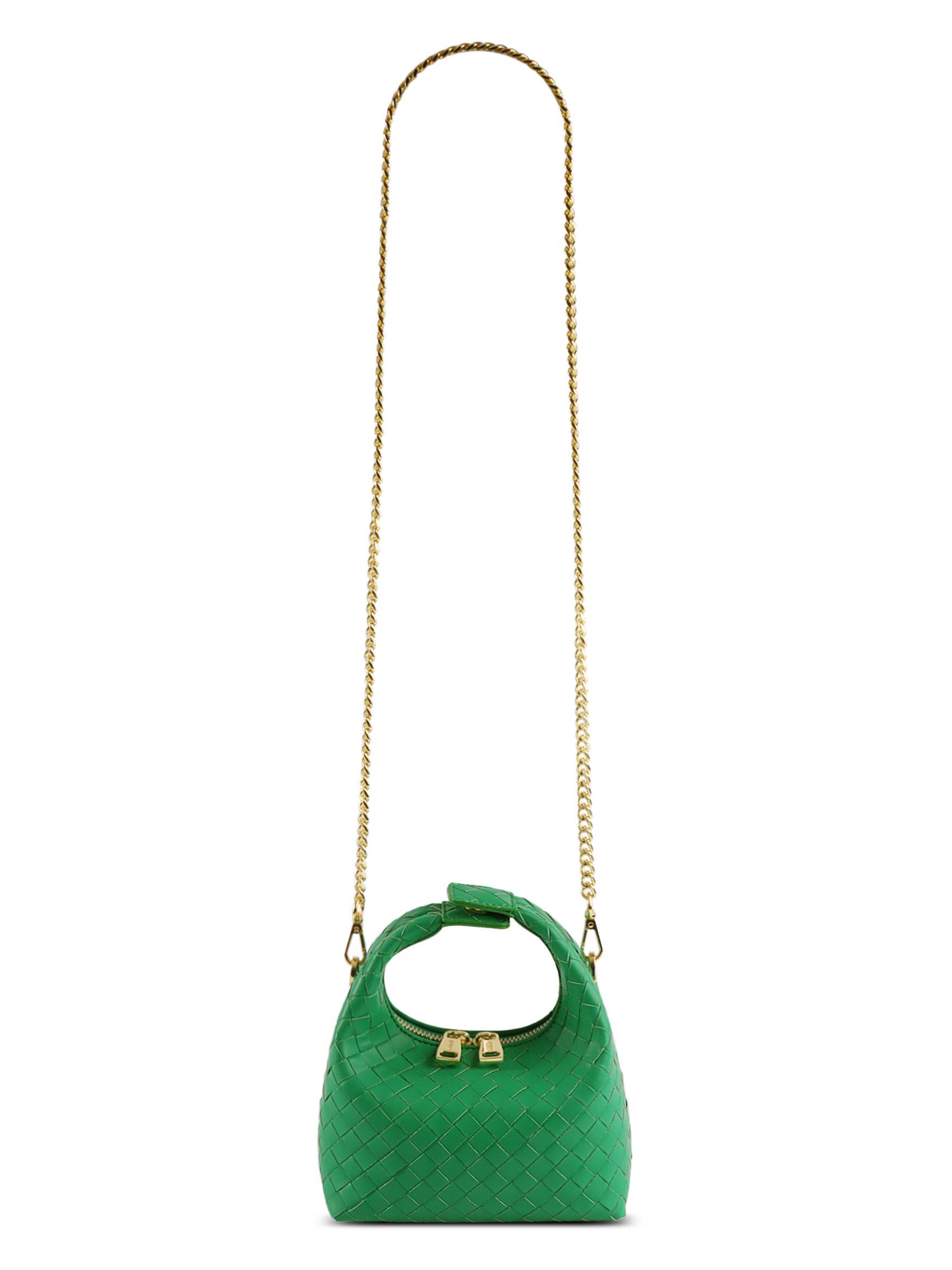 Vienna Top Handle Crossbody Bag - Green Braided