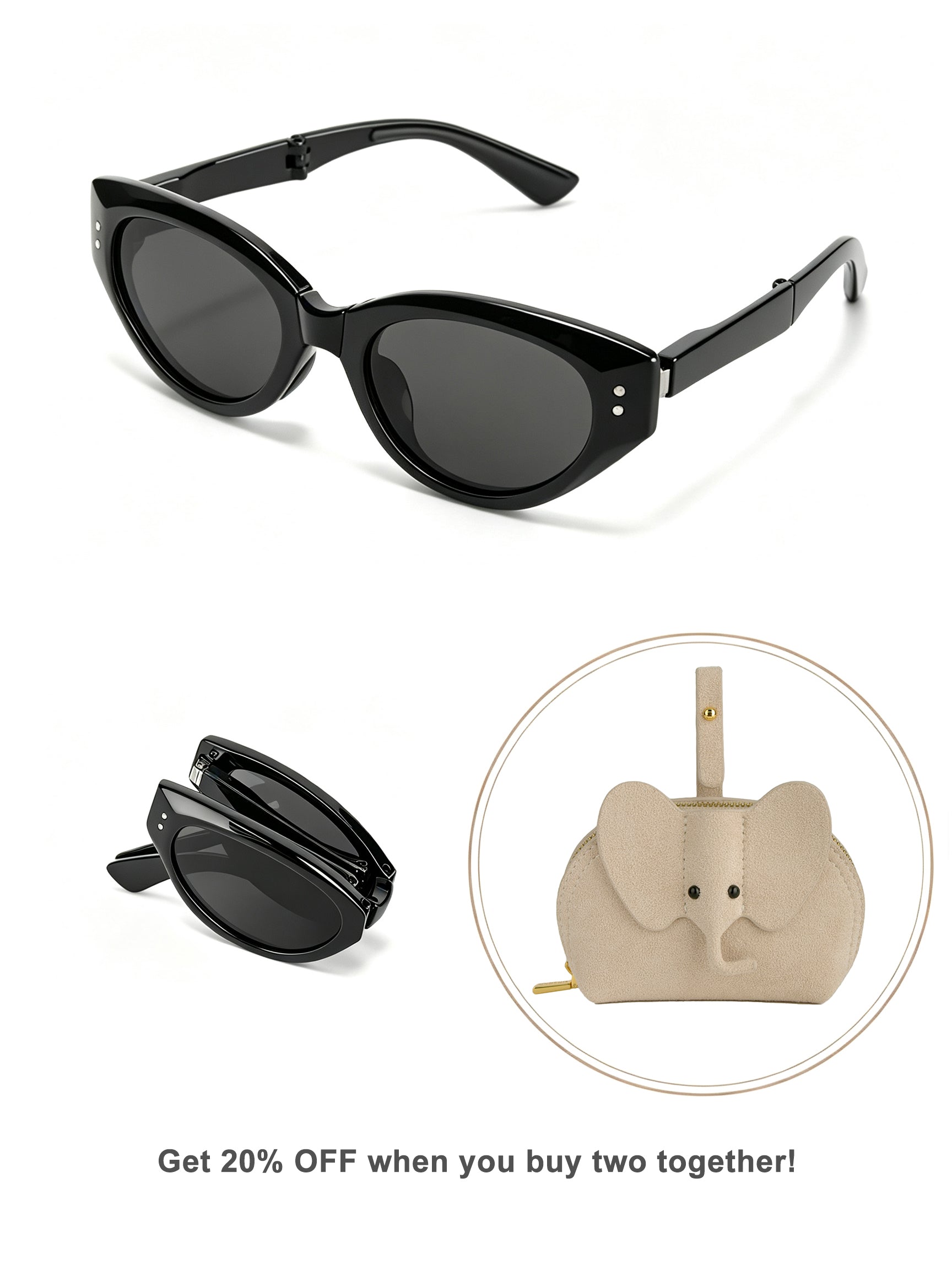 Flat oval frame polarized sunglasses-Black