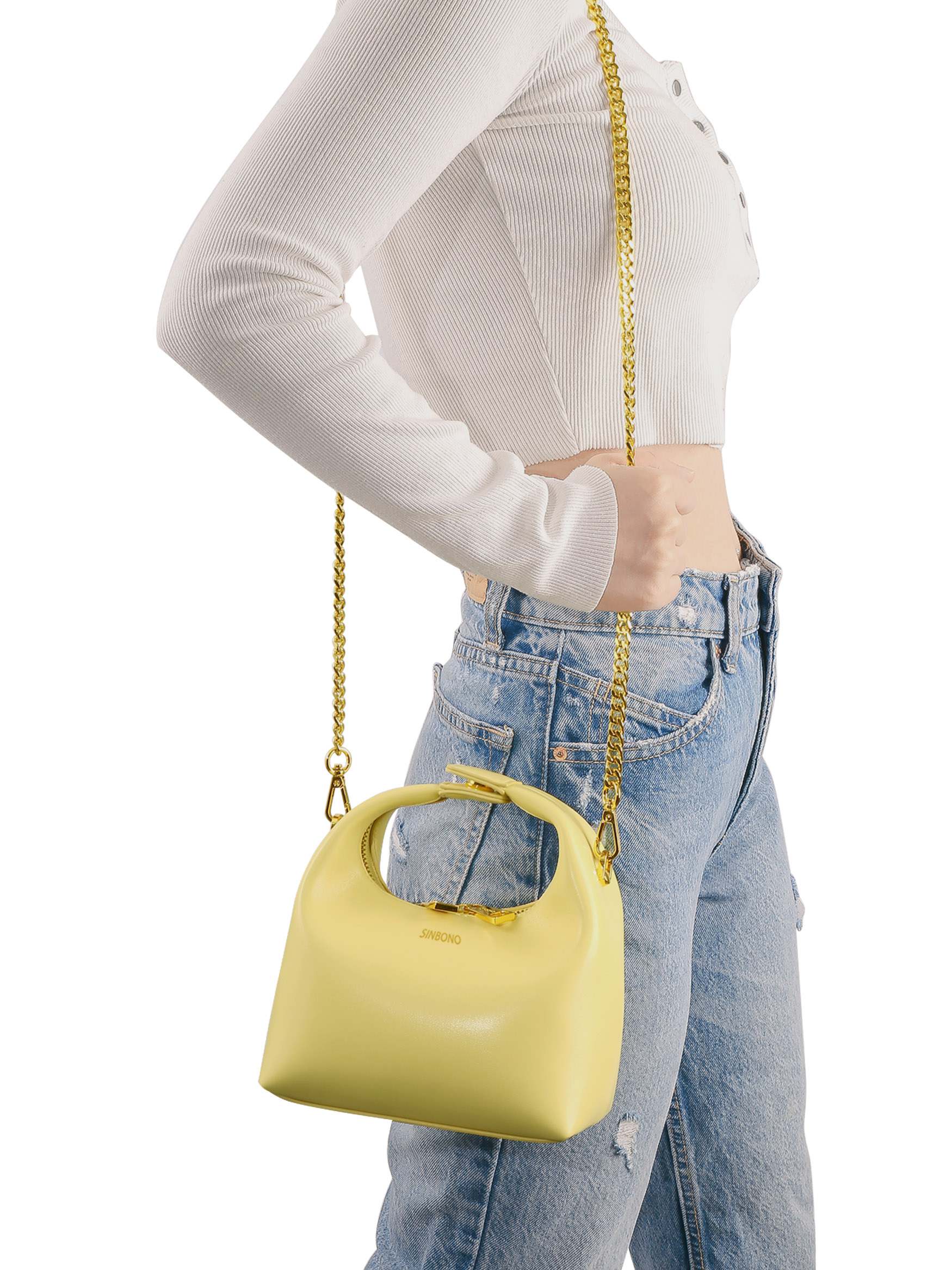 Vienna Top Handle  Crossbody Bag - Light Yellow