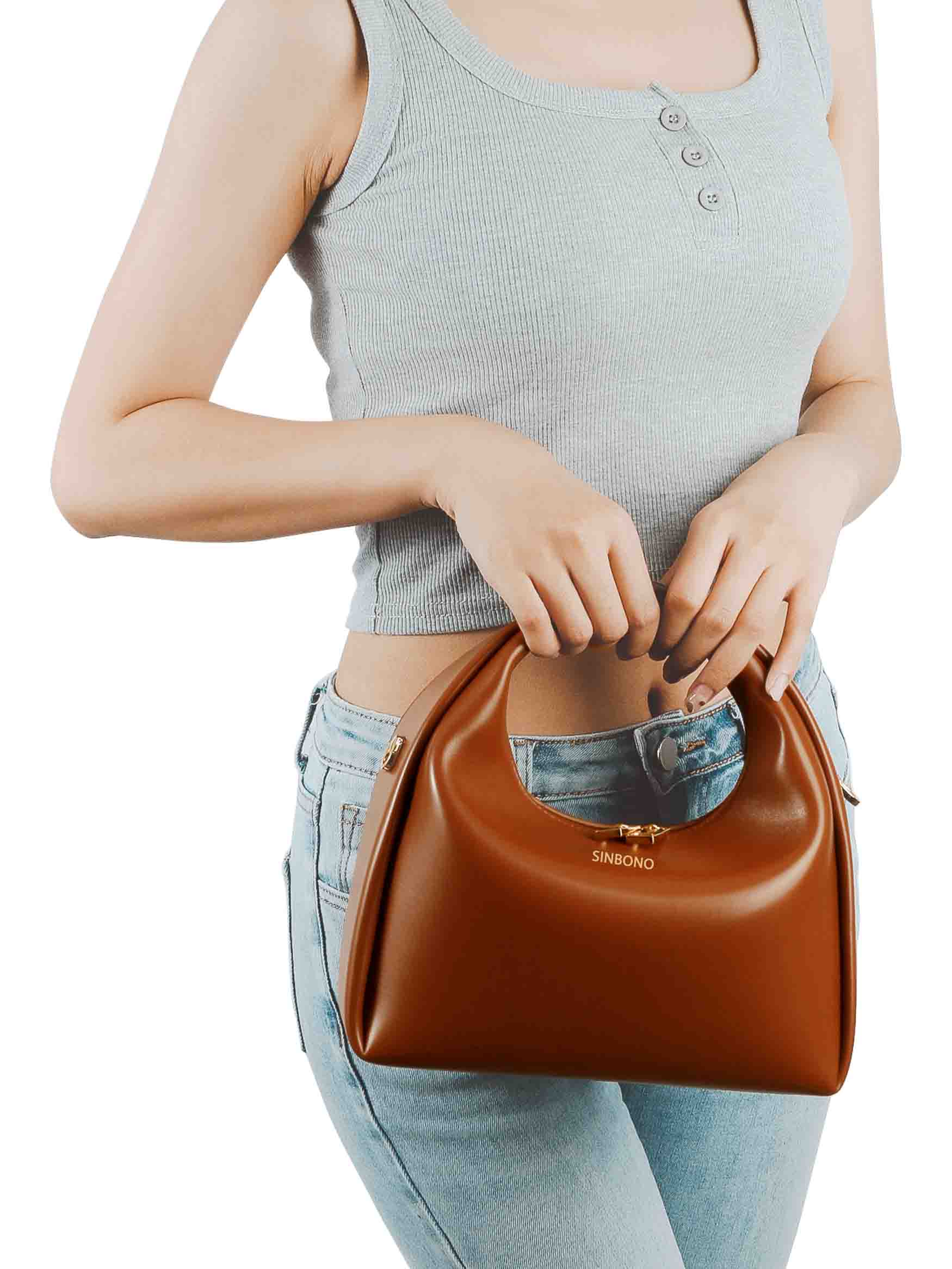 Medium Vienna Top Handle Crossbody Bag - Brown