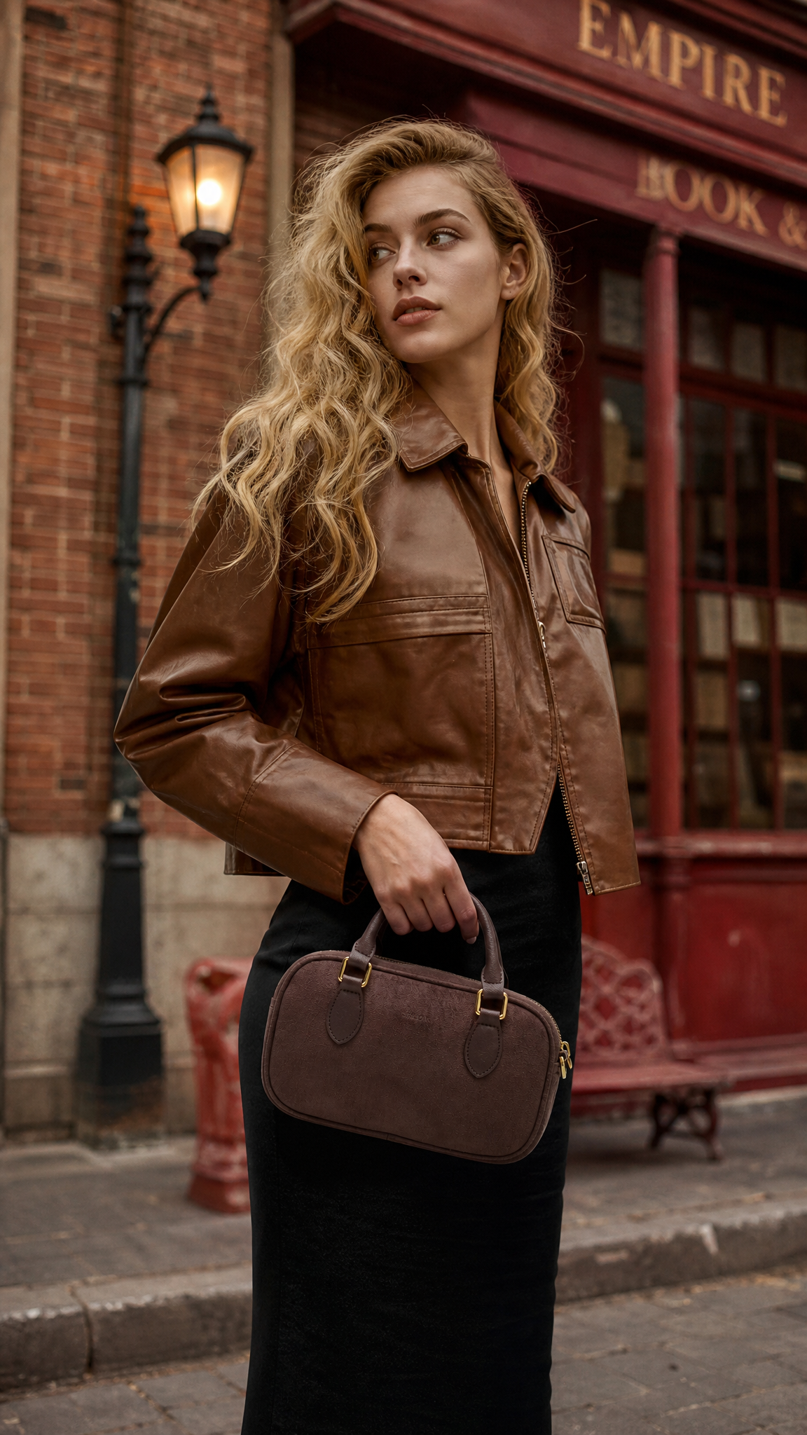 Cassandra Top Handle Crossbody Bag - Dark Brown Fake Suede