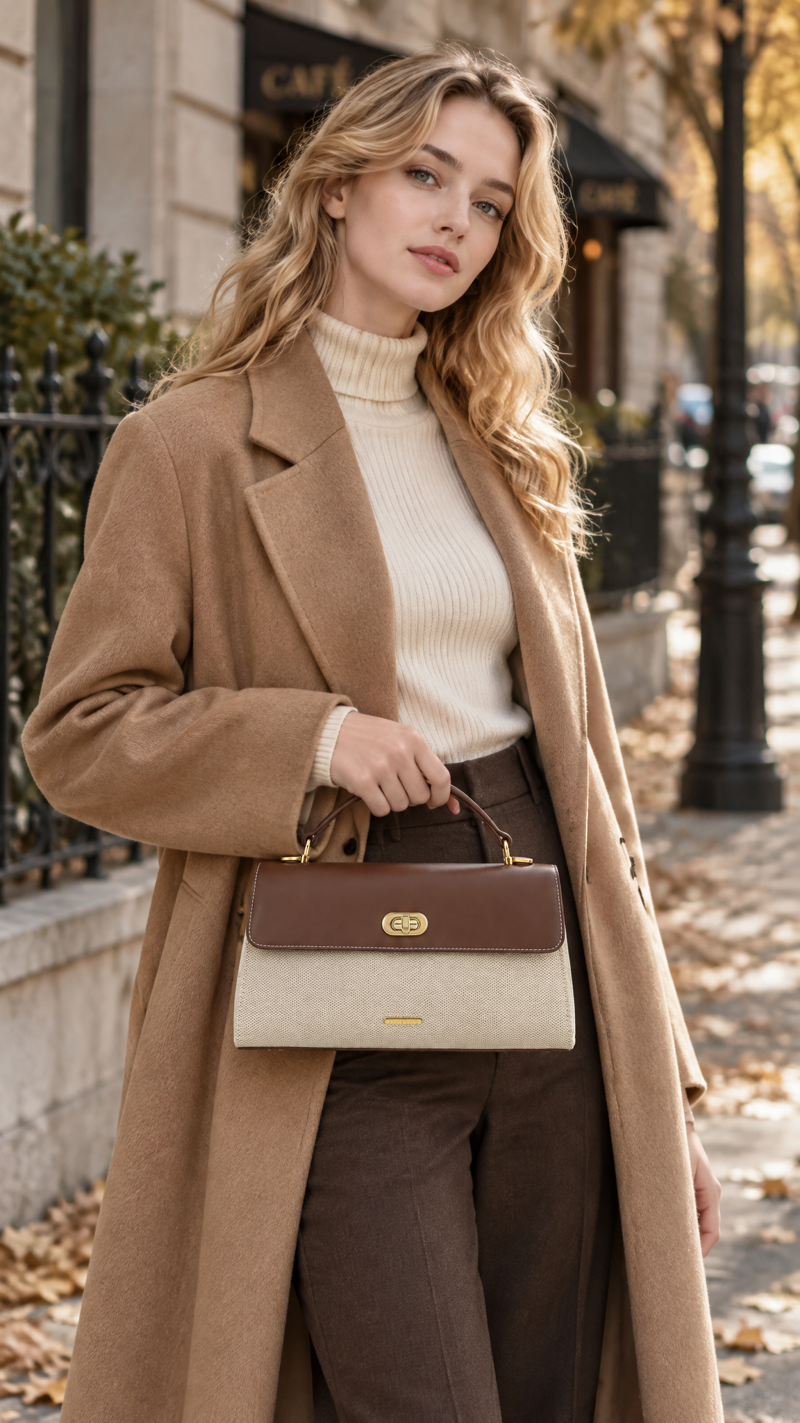Maeve Shoulder Bag - Ivory with brown