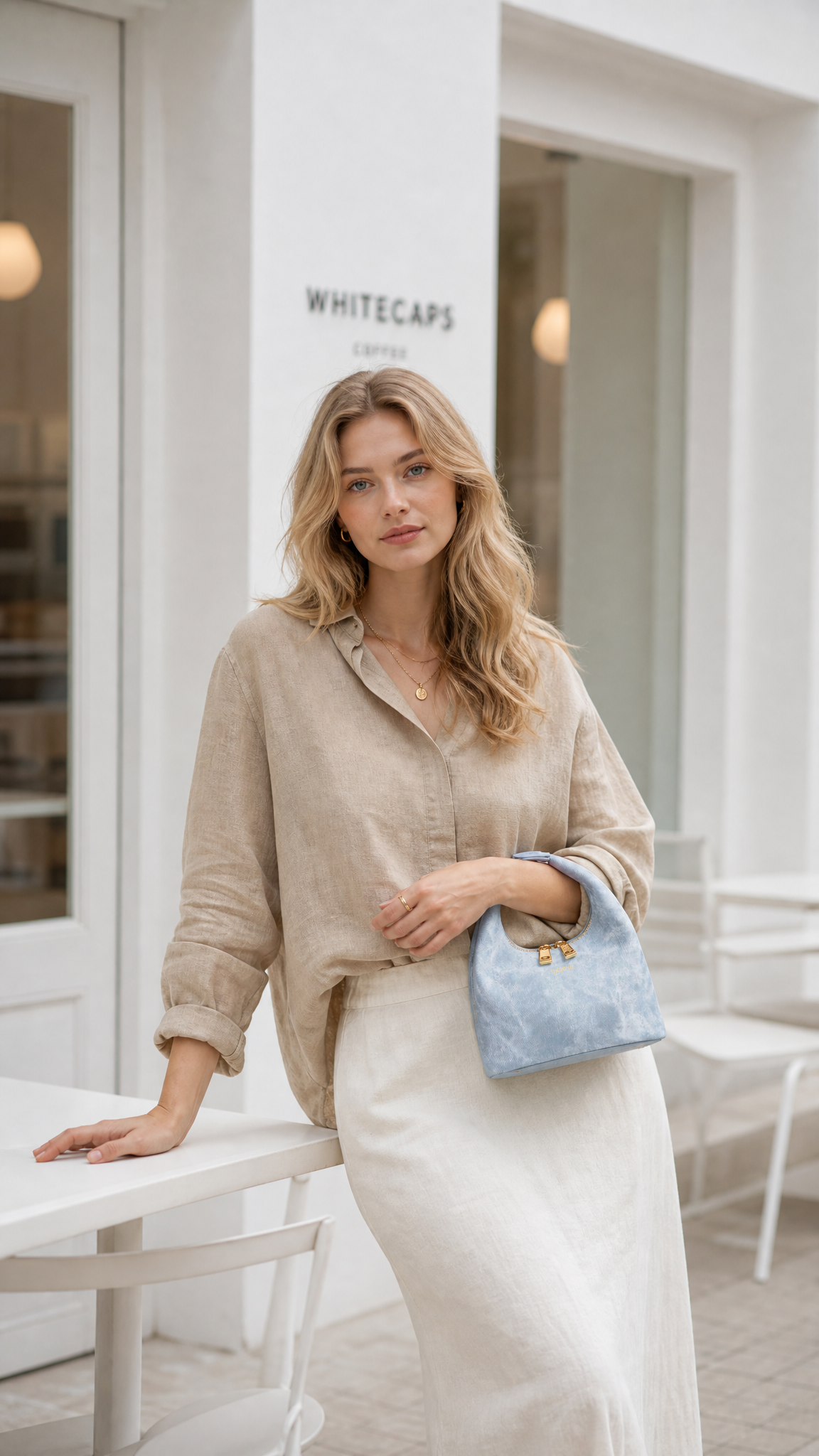 Vienna Top Handle Crossbody Bag  - Mist Blue