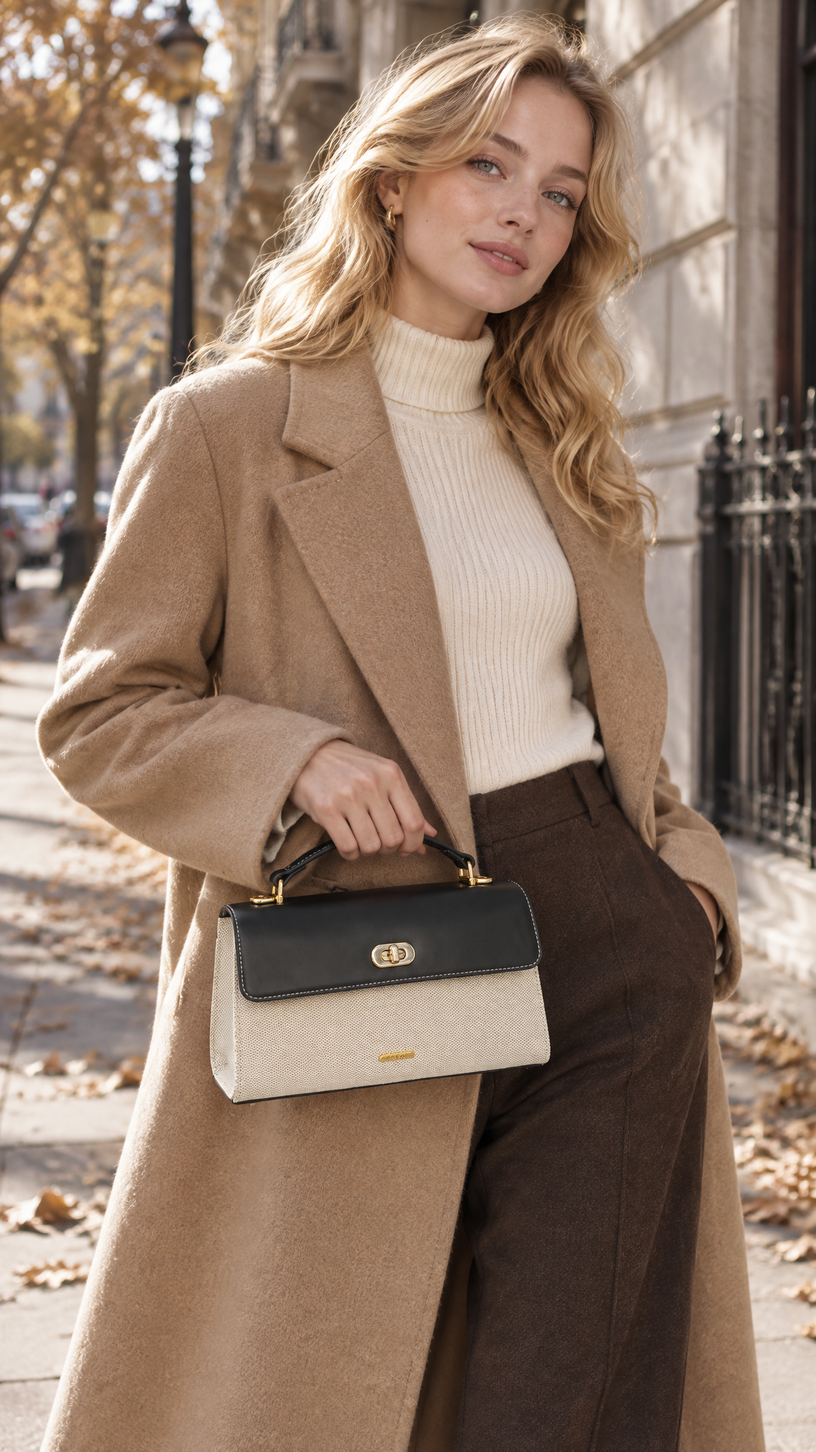 Maeve Shoulder Bag - Ivory with black