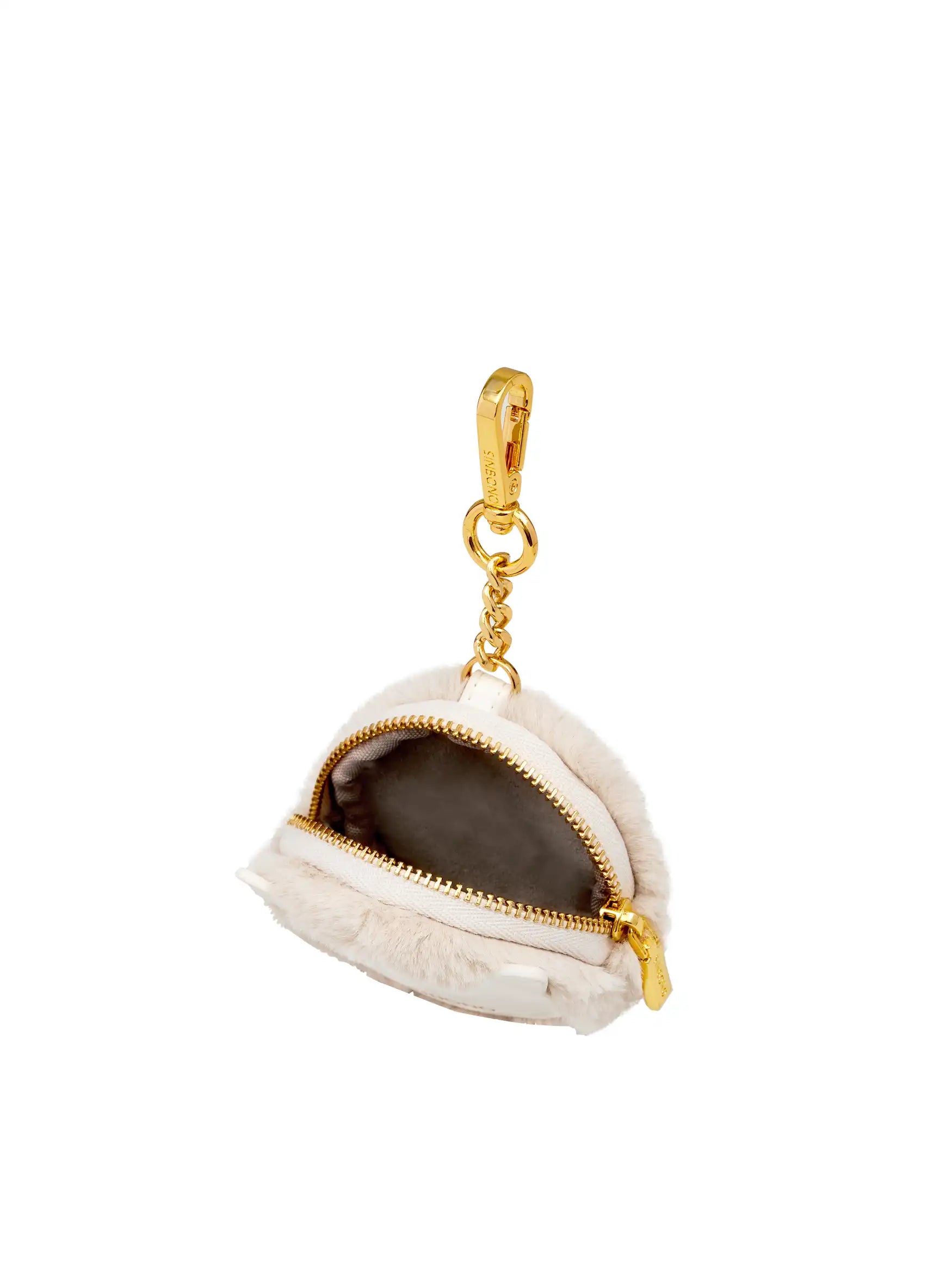 Faux Rabbit Fur Earphone Case - Light Beige