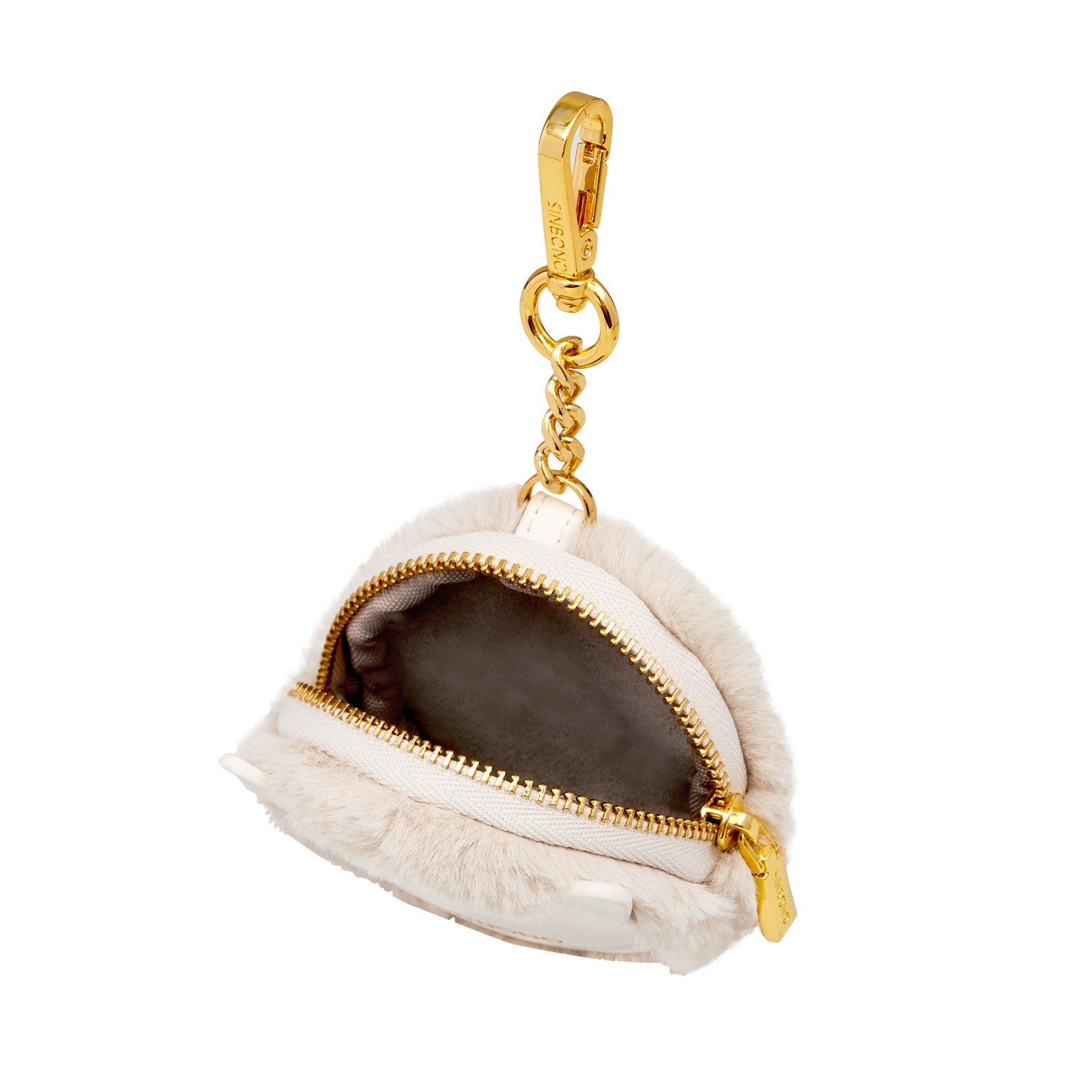 Faux Rabbit Fur Earphone Case - Light Beige