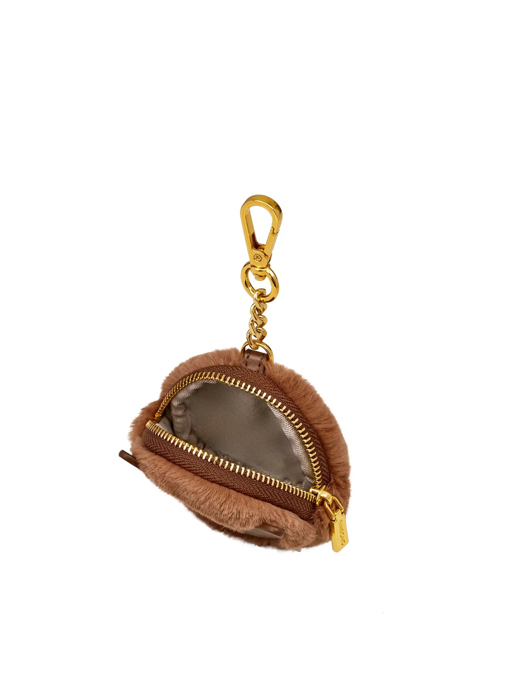 Faux Rabbit Fur Earphone Case - Toffee