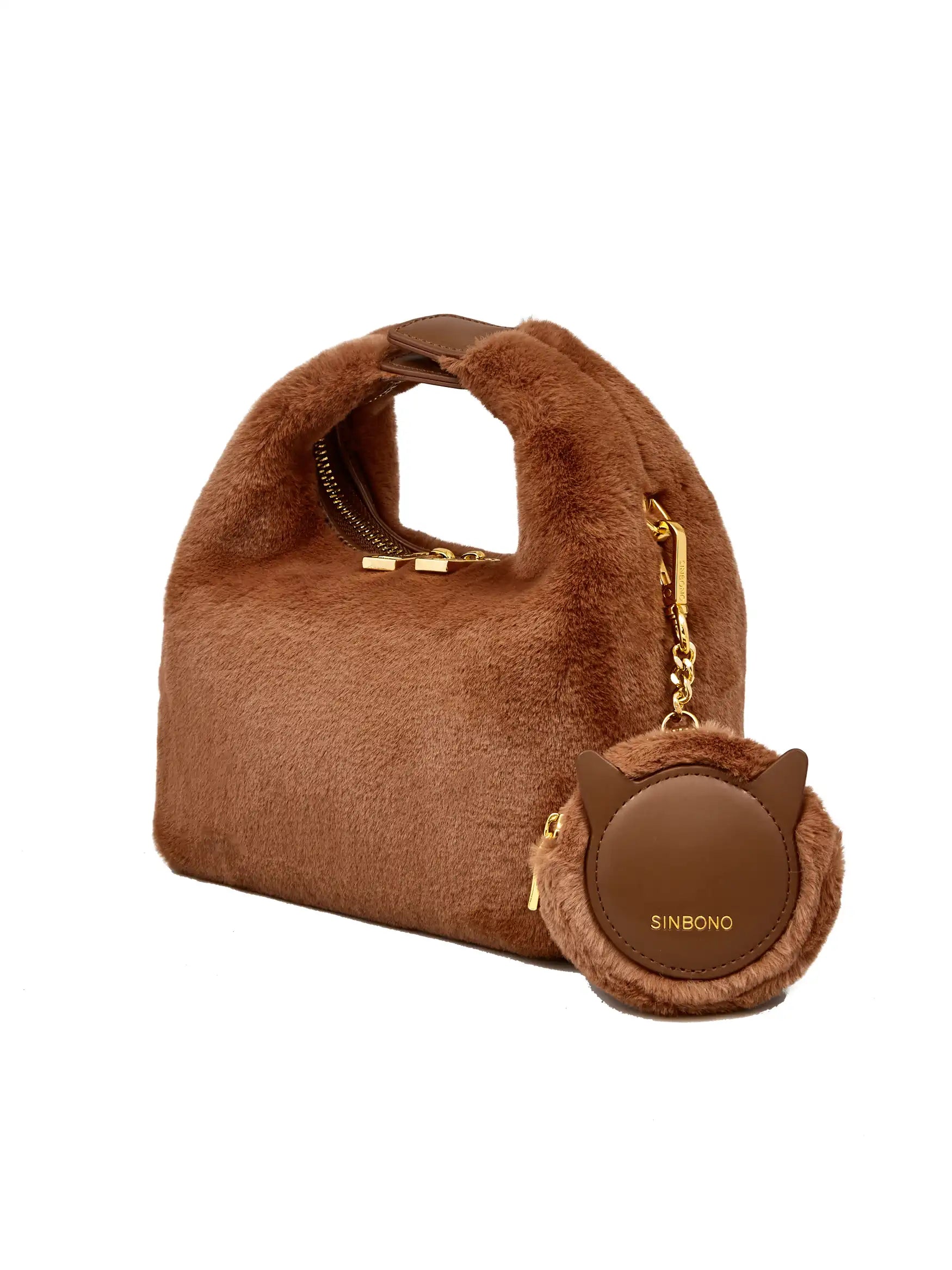 Faux Rabbit Fur Earphone Case - Toffee