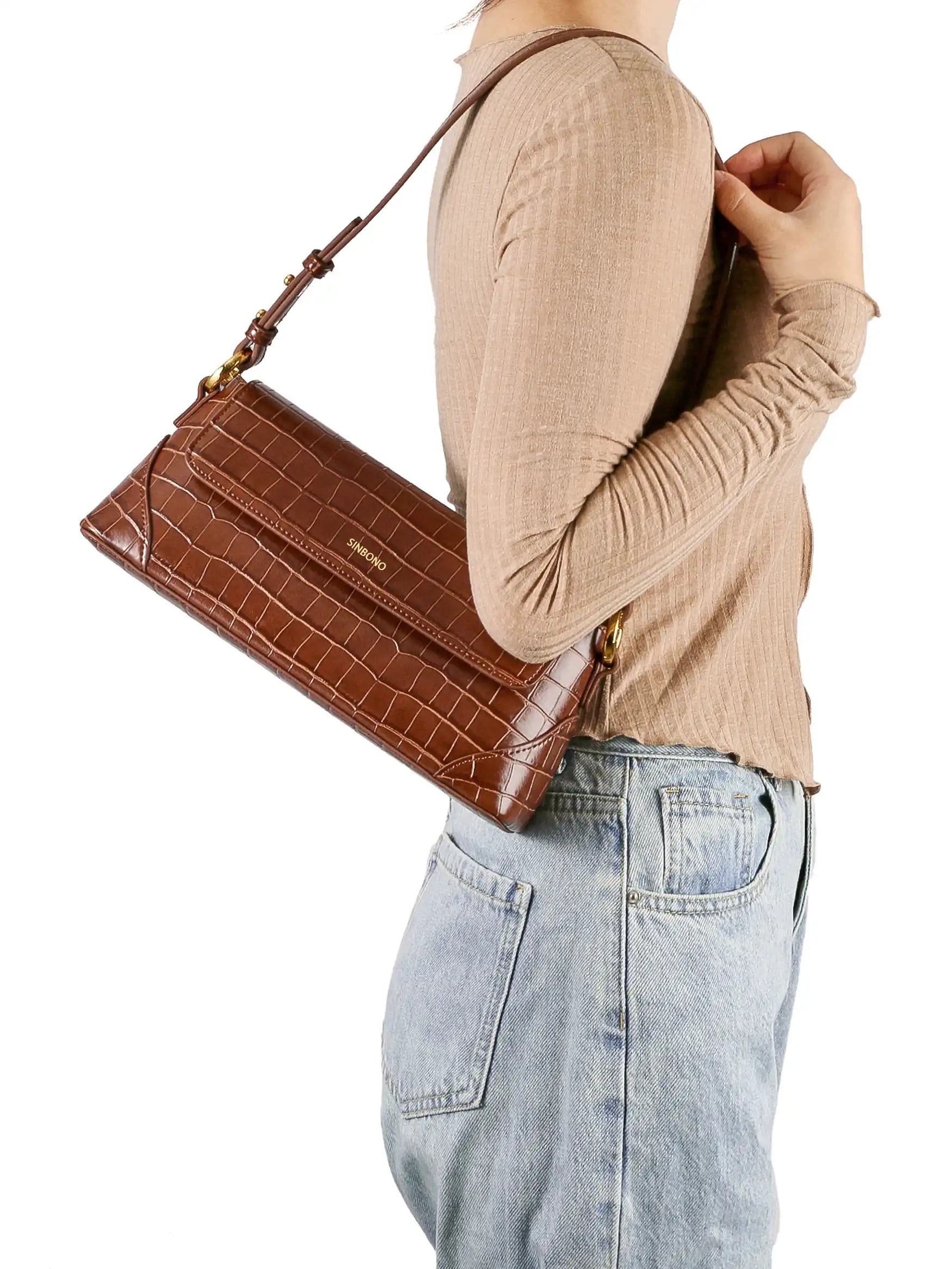Amelia Shoulder Bag -  Brown
