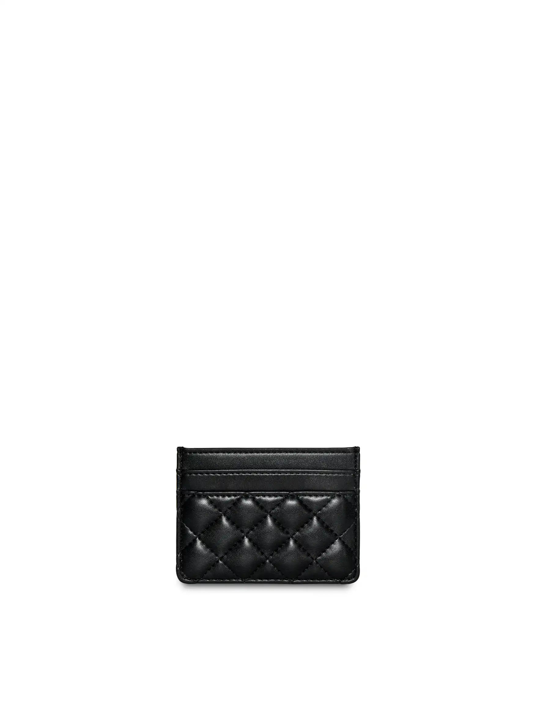 Business Card Holder in Black Vegan Leather - Front View
