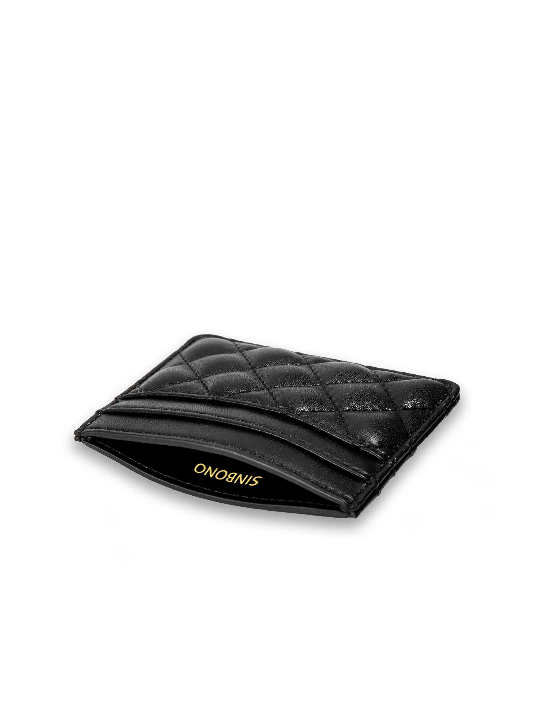 Business Card Holder in Black Vegan Leather - Inside View