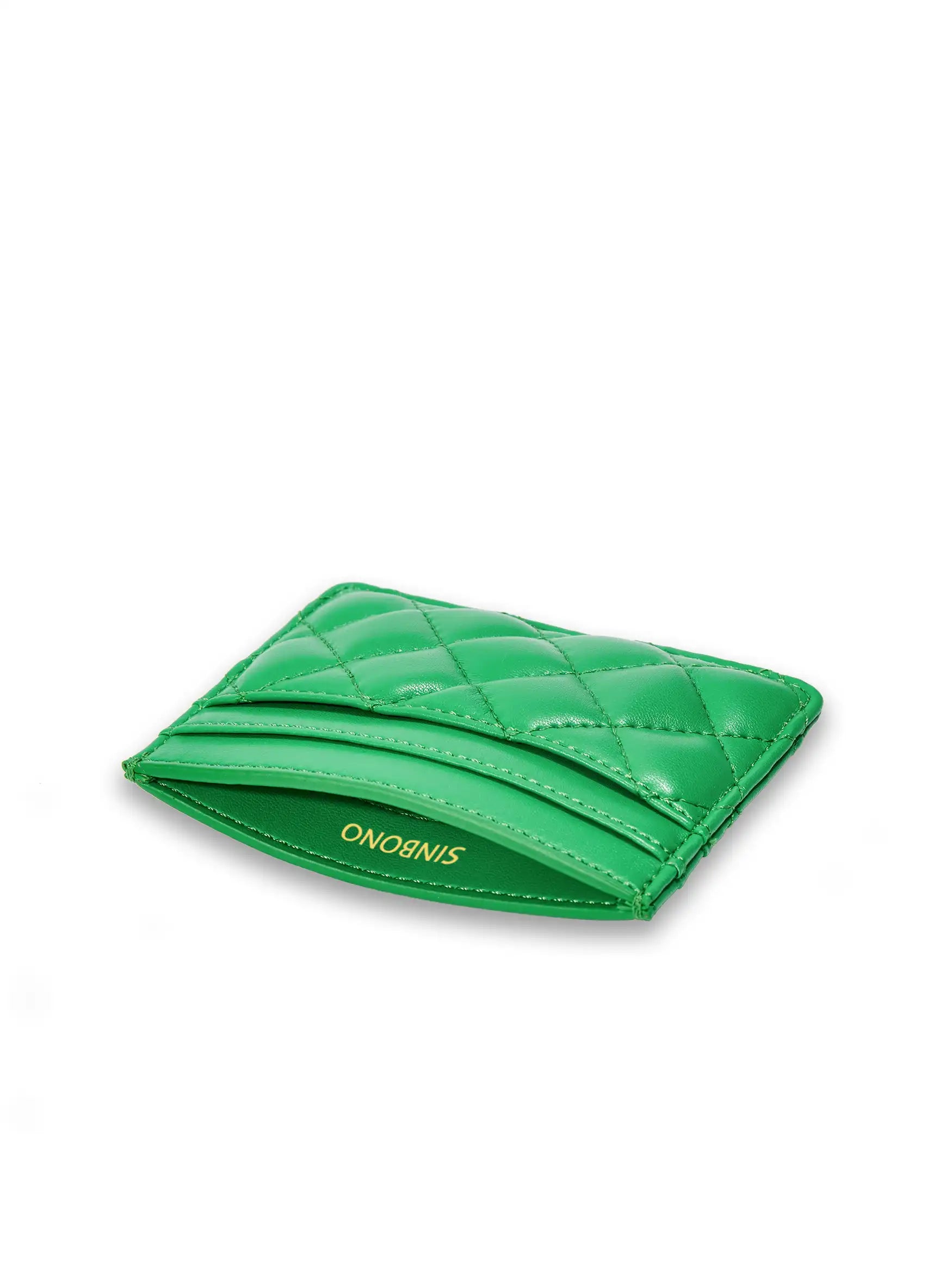 Business Card Holder in Grass Green Vegan Leather - Inside View