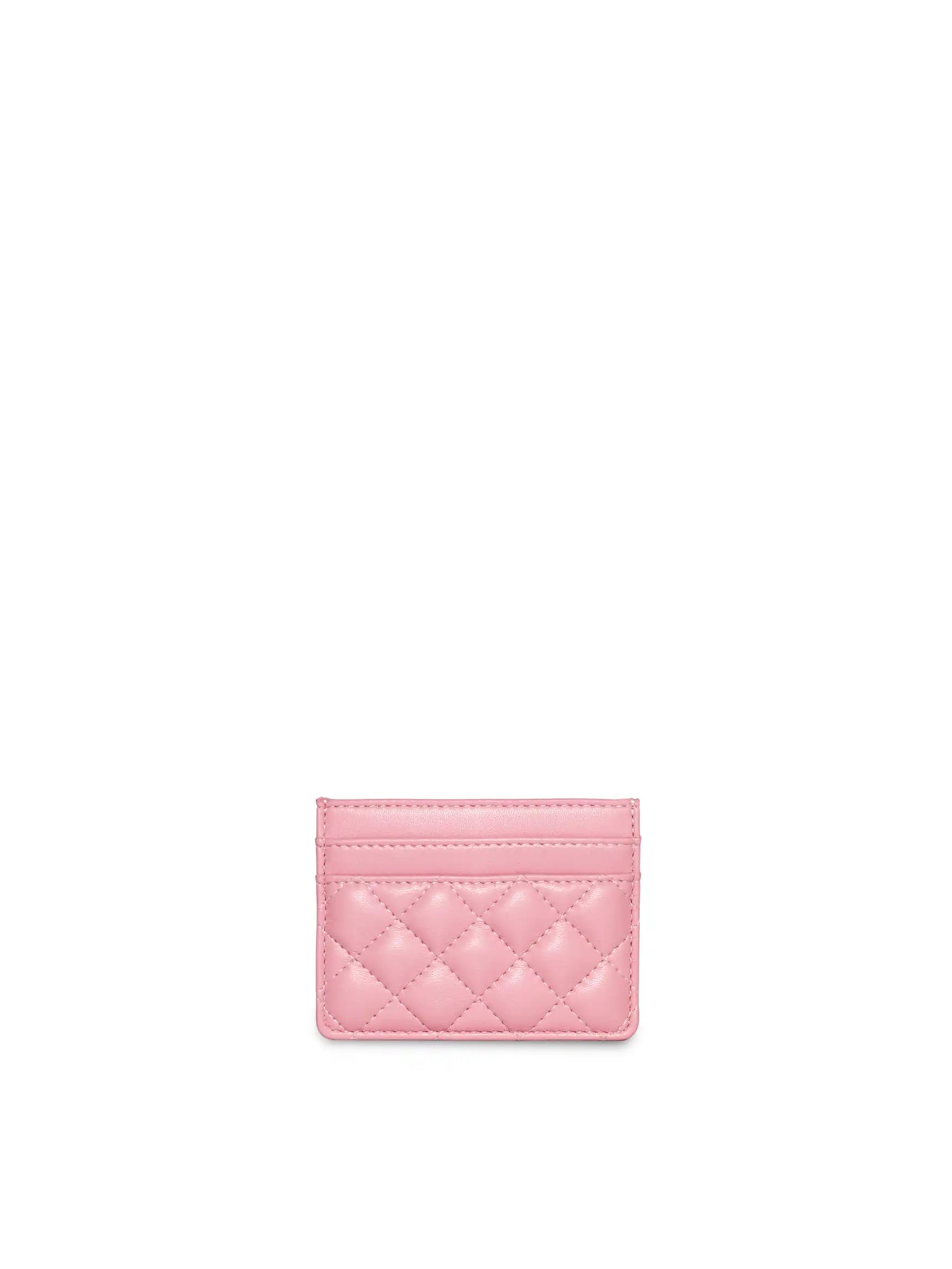 Business Card Holder in Pink Vegan Leather - Front View