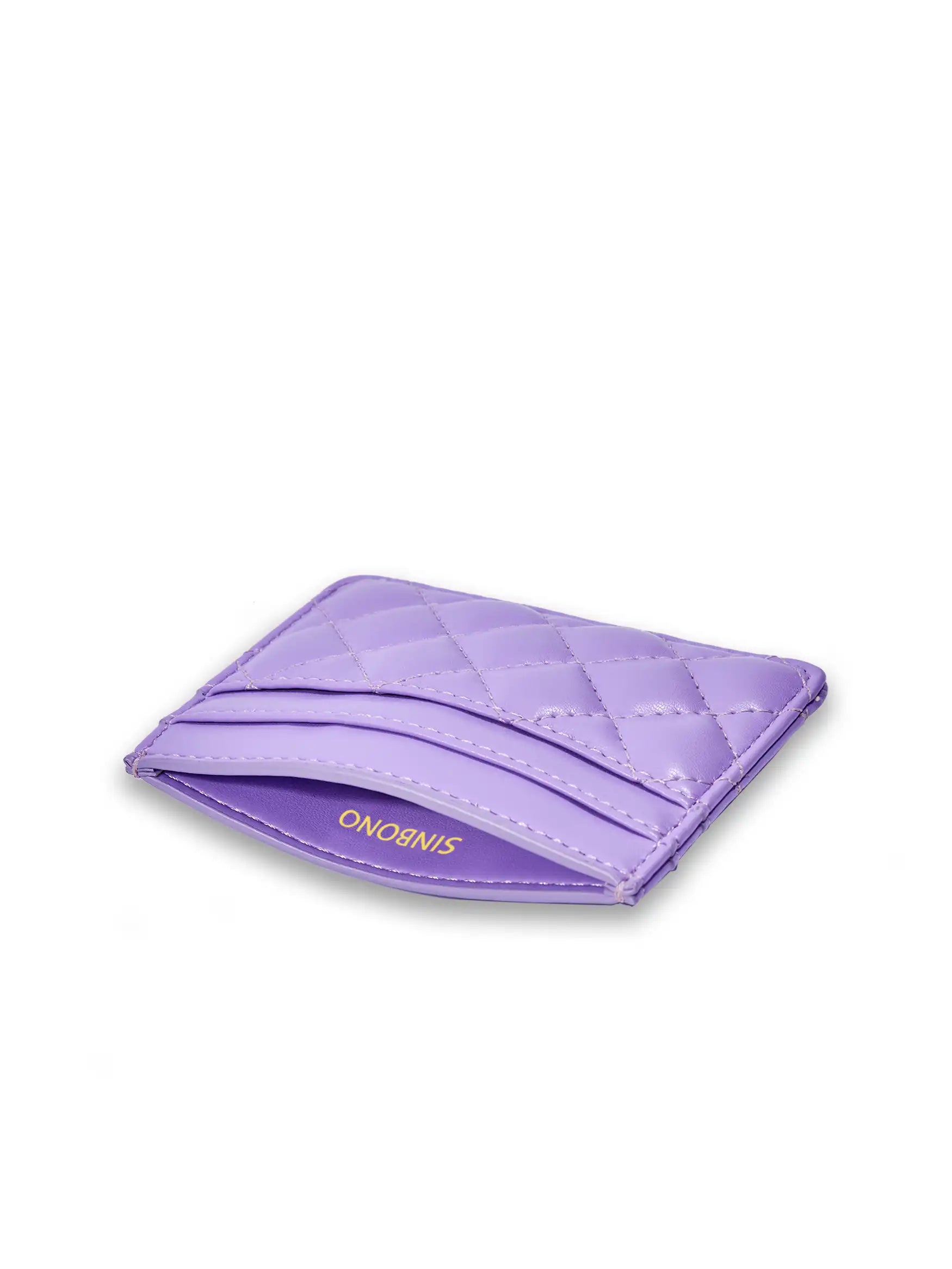 Business Card Holder in Purple Vegan Leather - Inside View
