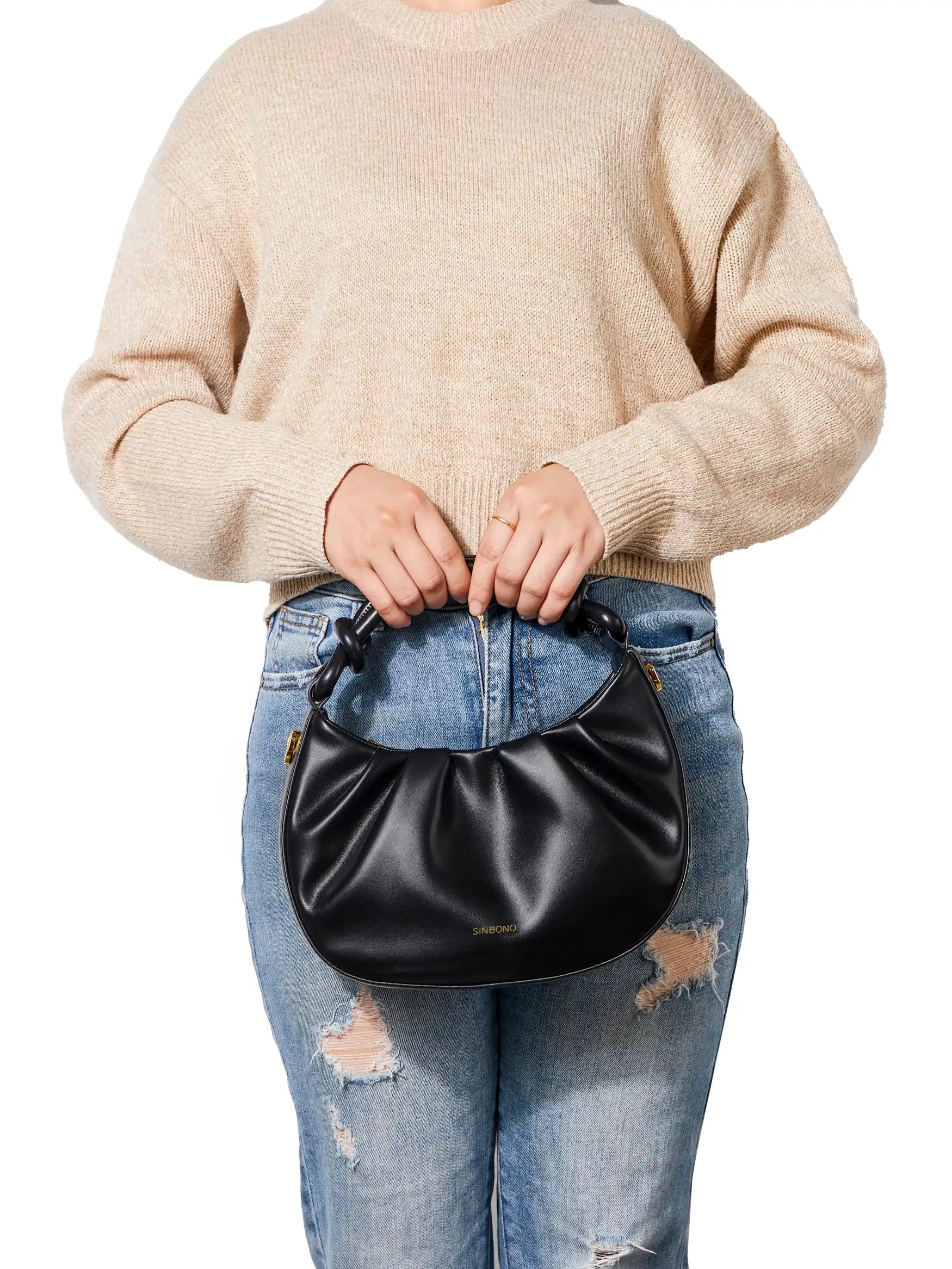 Cate Top Handle Crossbody Bag  - Black