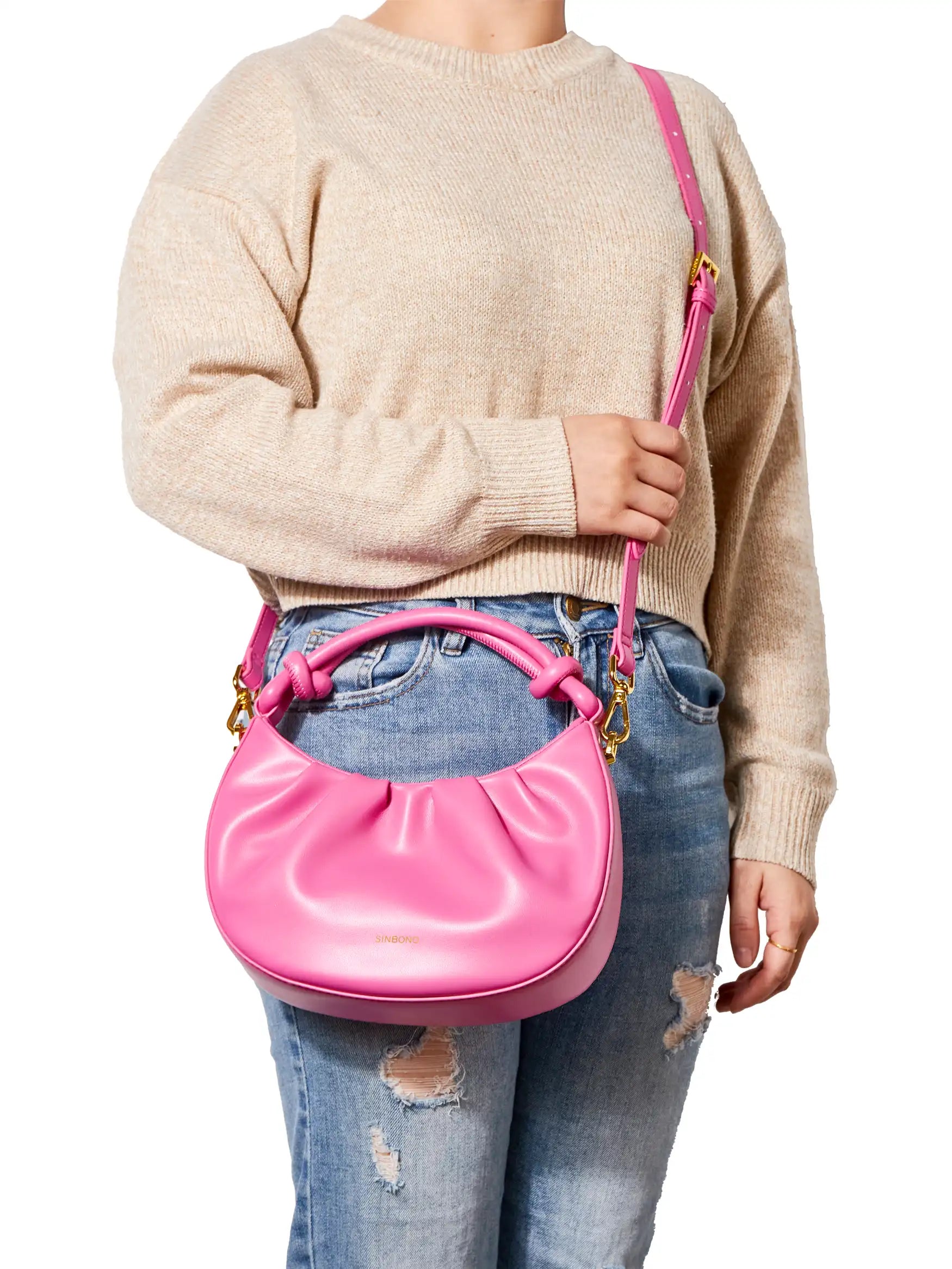Cate Top Handle Crossbody Bag  - Bright Pink