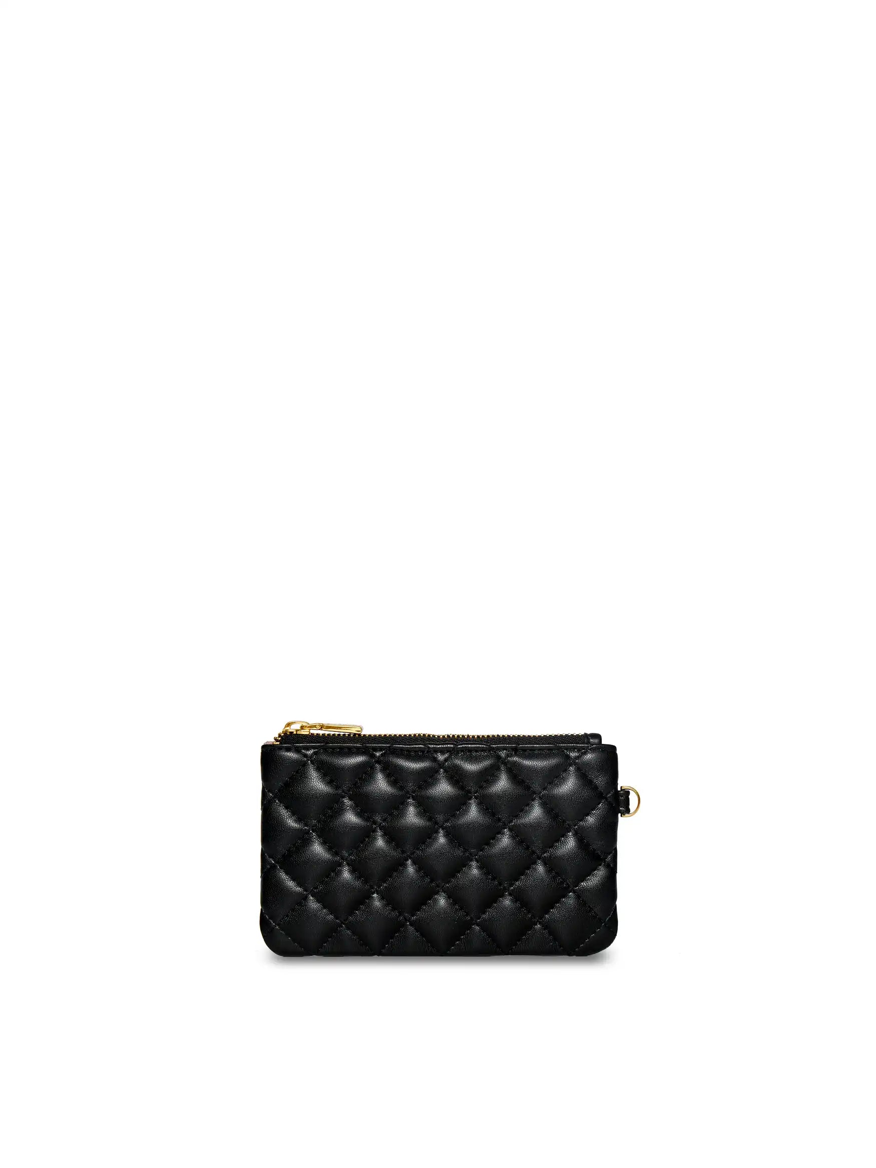 Coin Purse in Black Vegan Leather - Front View