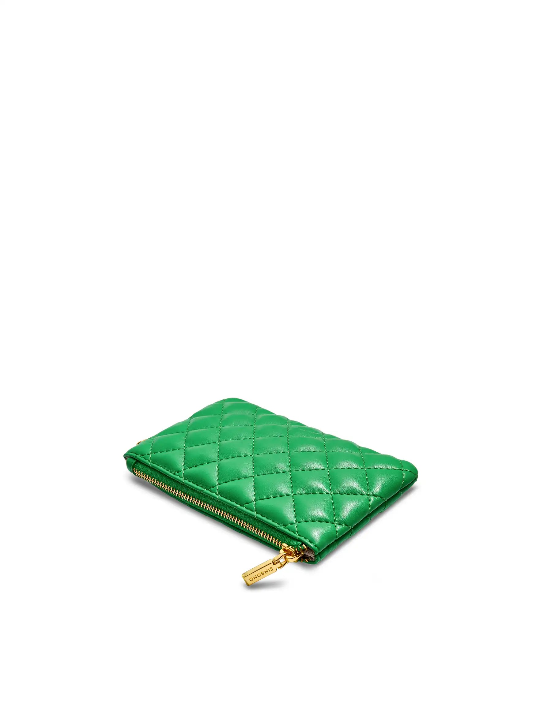 Coin Purse in Grass Green Vegan Leather -  Detail