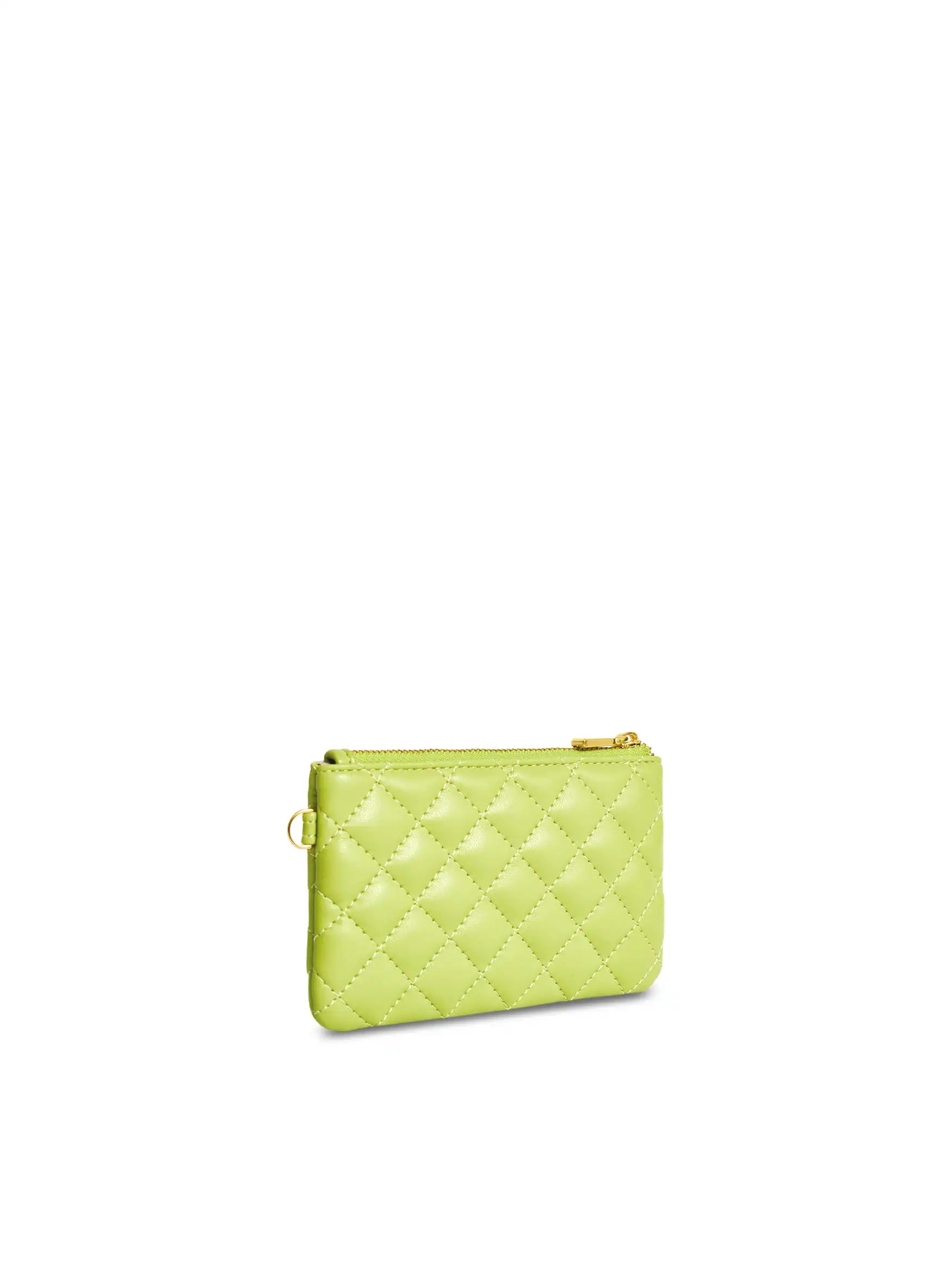 Coin Purse in Lime Green Vegan Leather - Side Angle