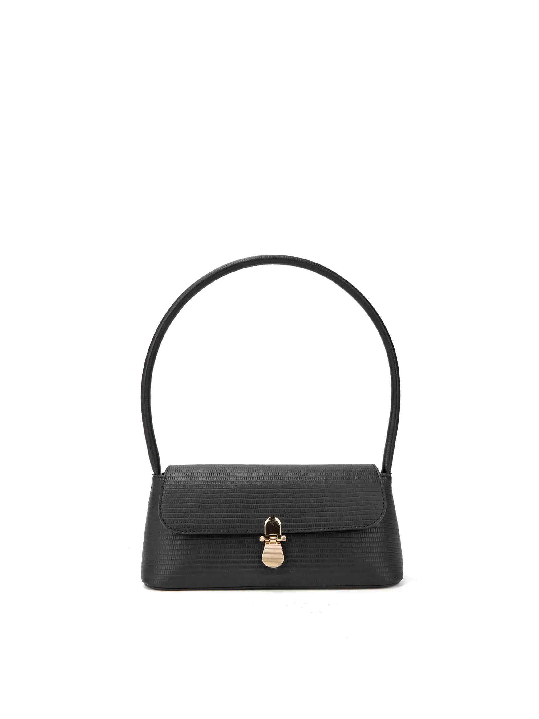Allegra Shoulder Bag - Black lizard