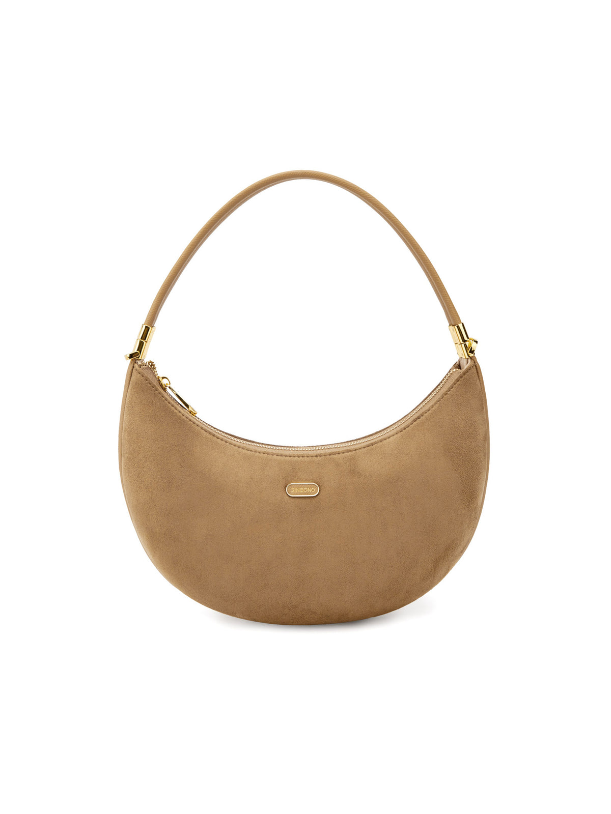 Zoey Shoulder Crossbody Bag - Brown Fake Suede