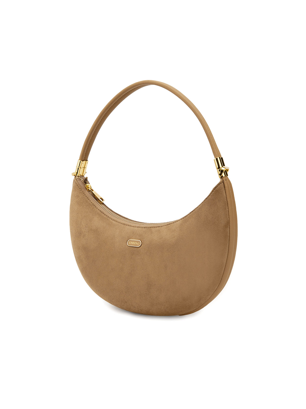 Zoey Shoulder Crossbody Bag - Brown Fake Suede