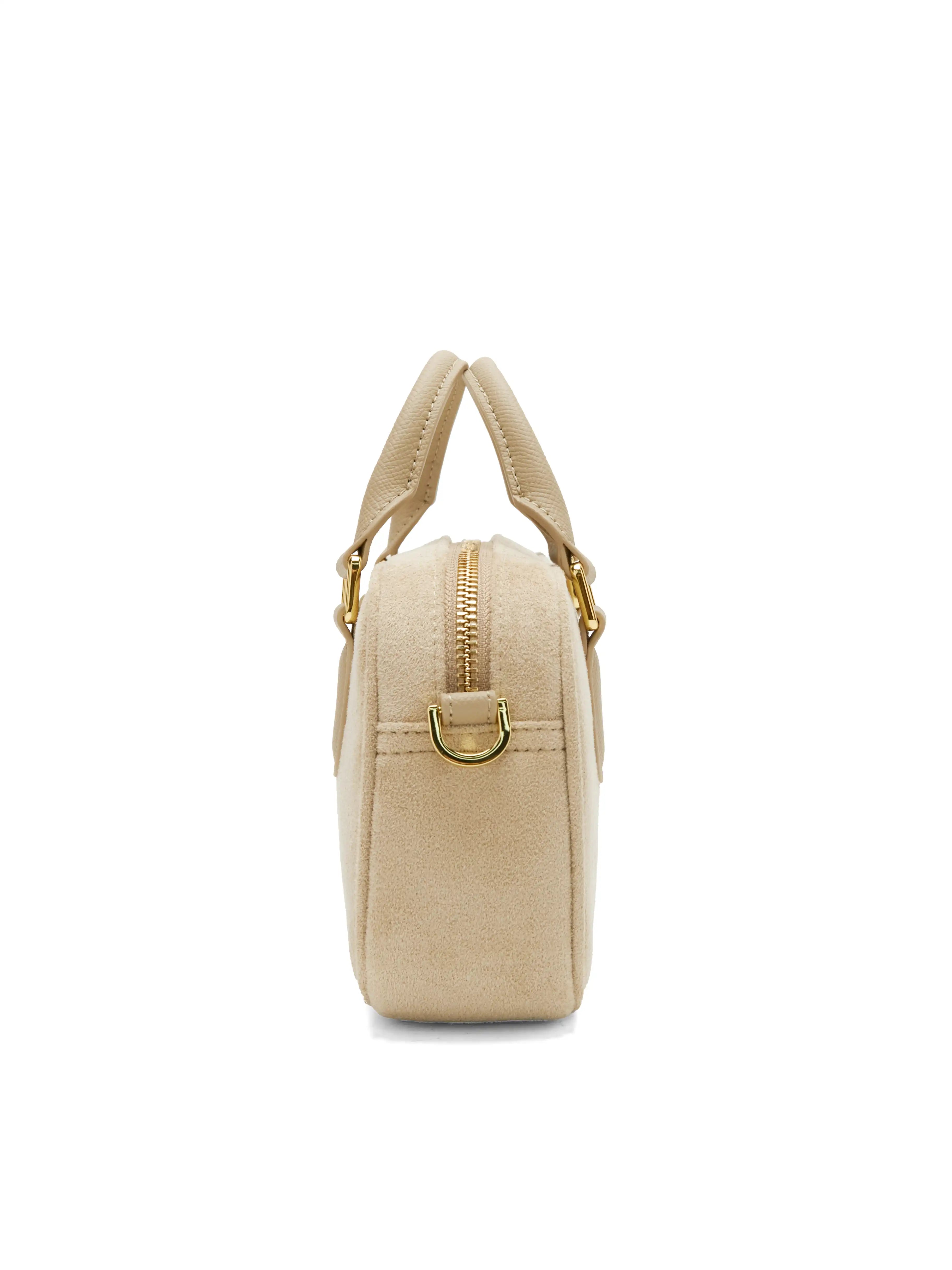 Cassandra Top Handle Crossbody Bag - Ivory Fake Suede