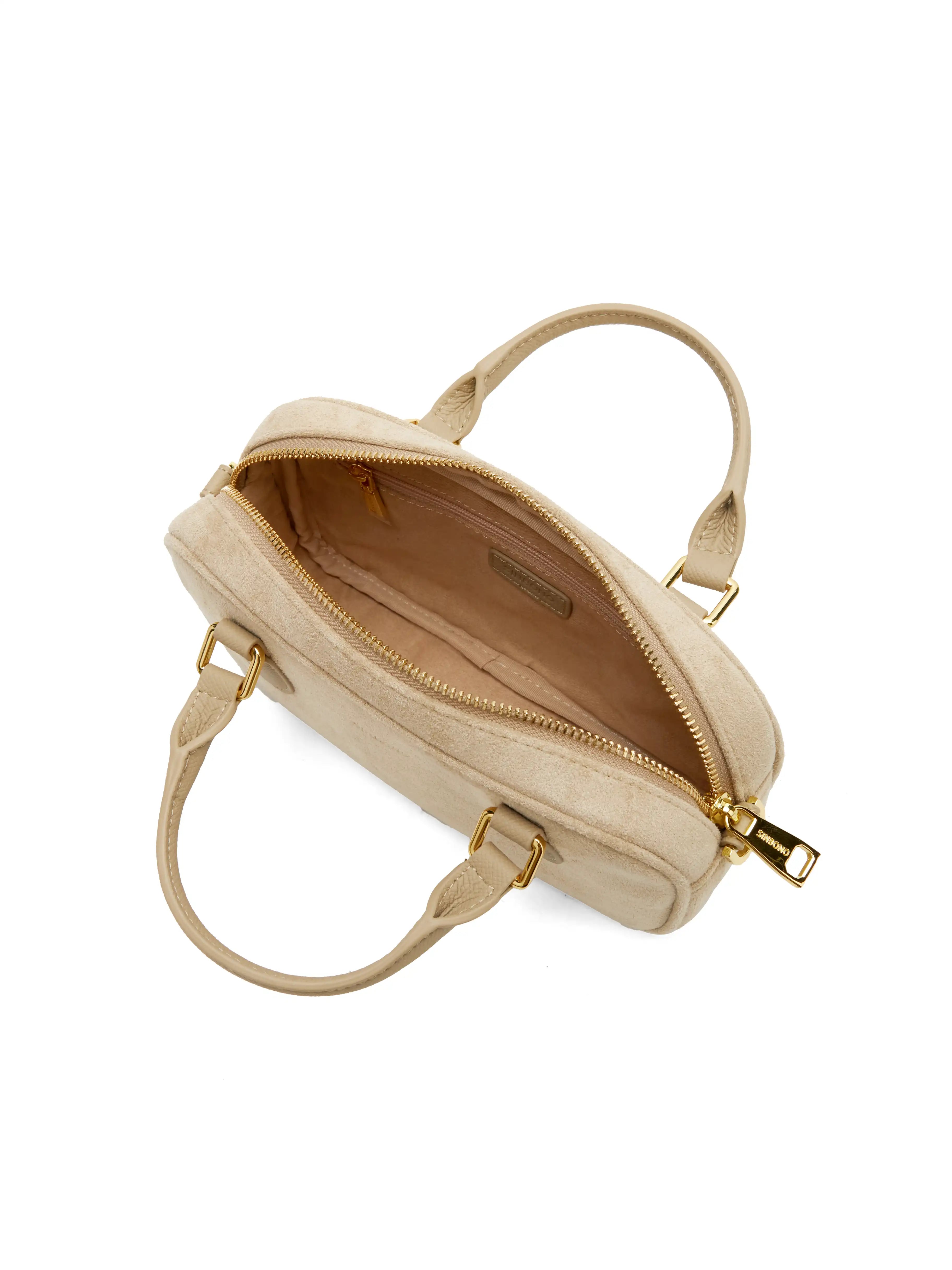 Cassandra Top Handle Crossbody Bag - Ivory Fake Suede