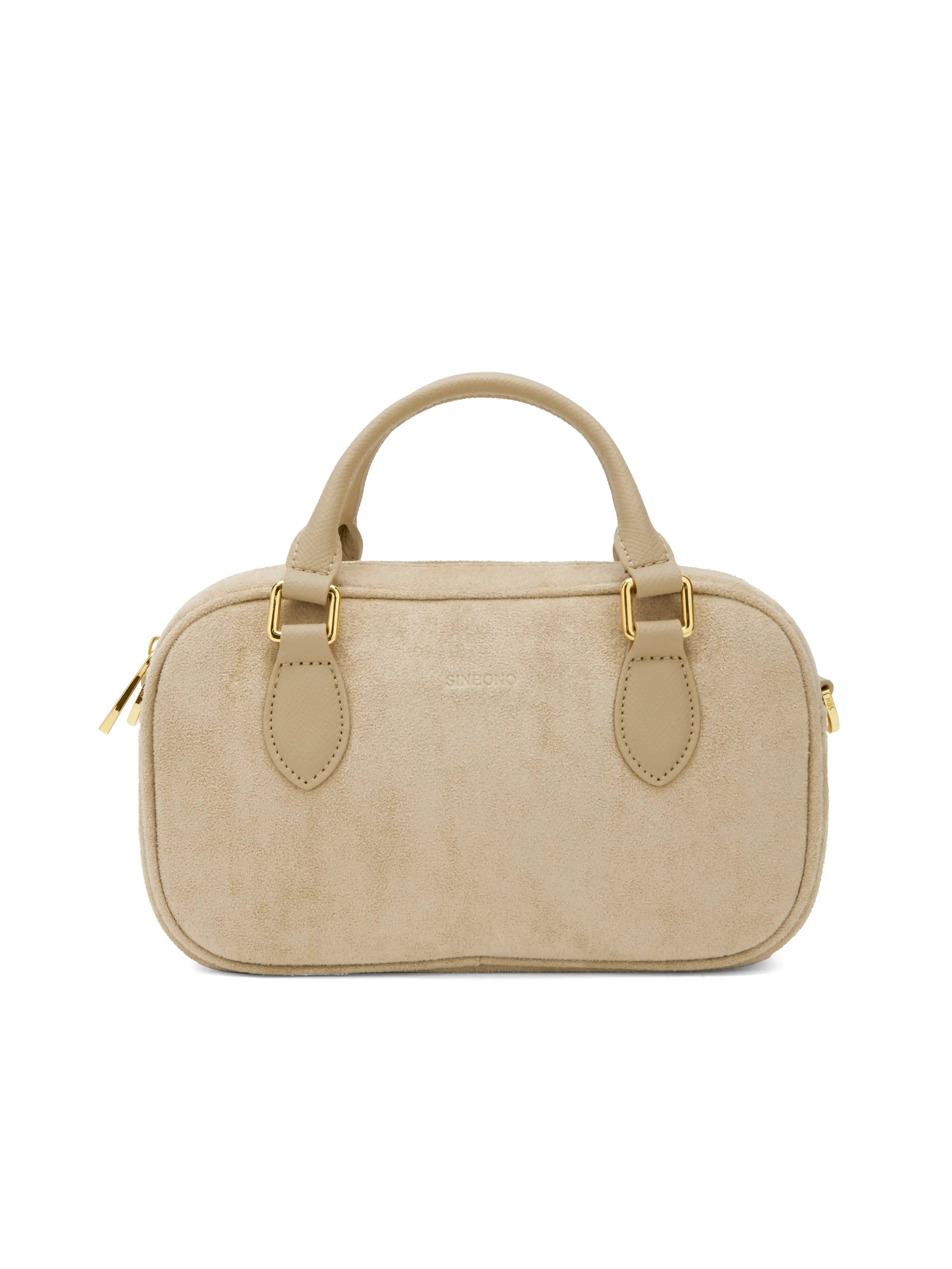 Cassandra Top Handle Crossbody Bag - Ivory Fake Suede