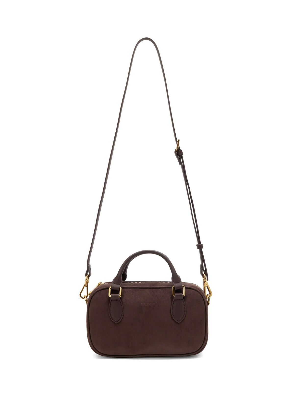 Cassandra Top Handle Crossbody Bag - Dark Brown Fake Suede