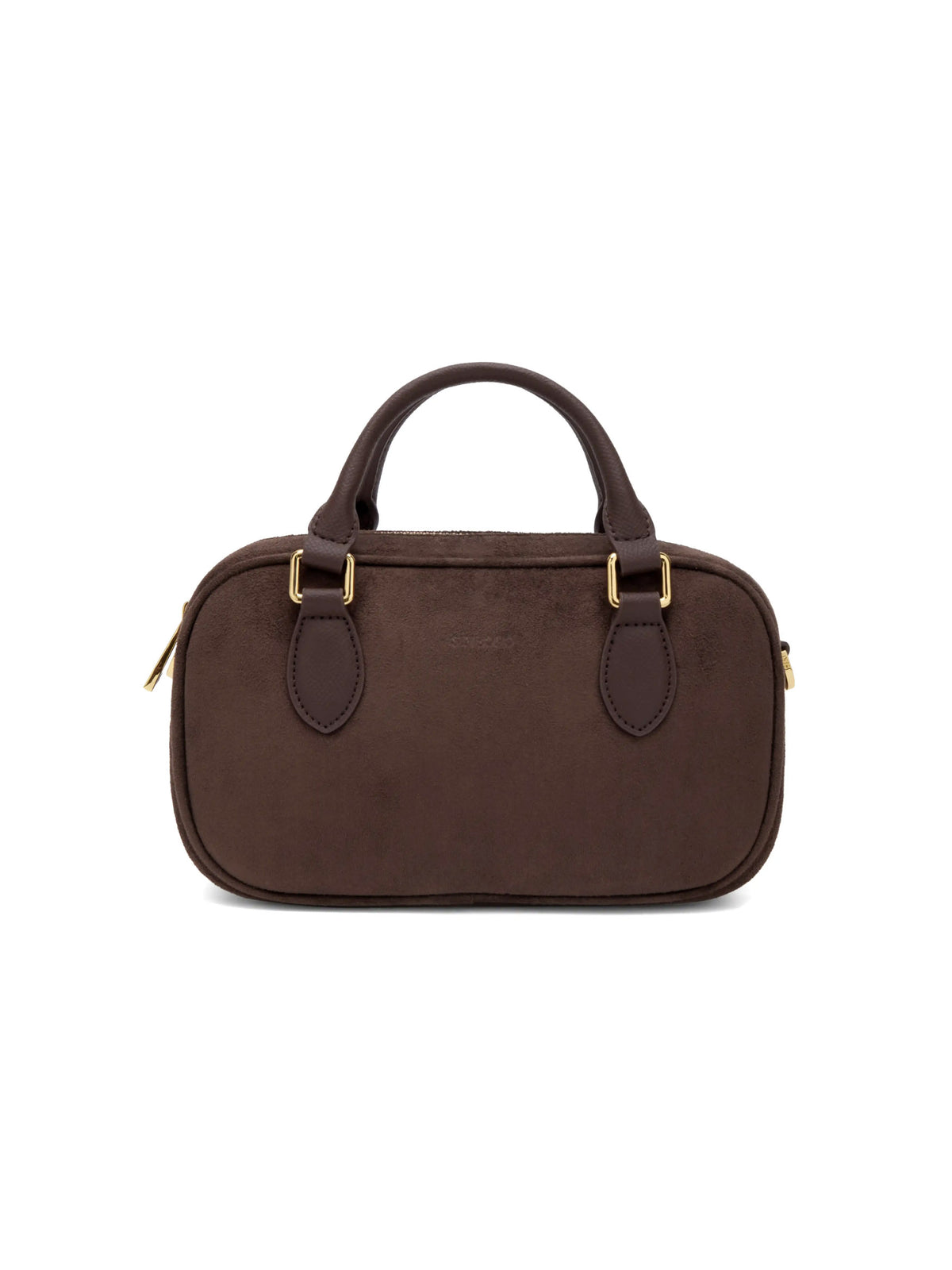 Cassandra Top Handle Crossbody Bag - Dark Brown Fake Suede