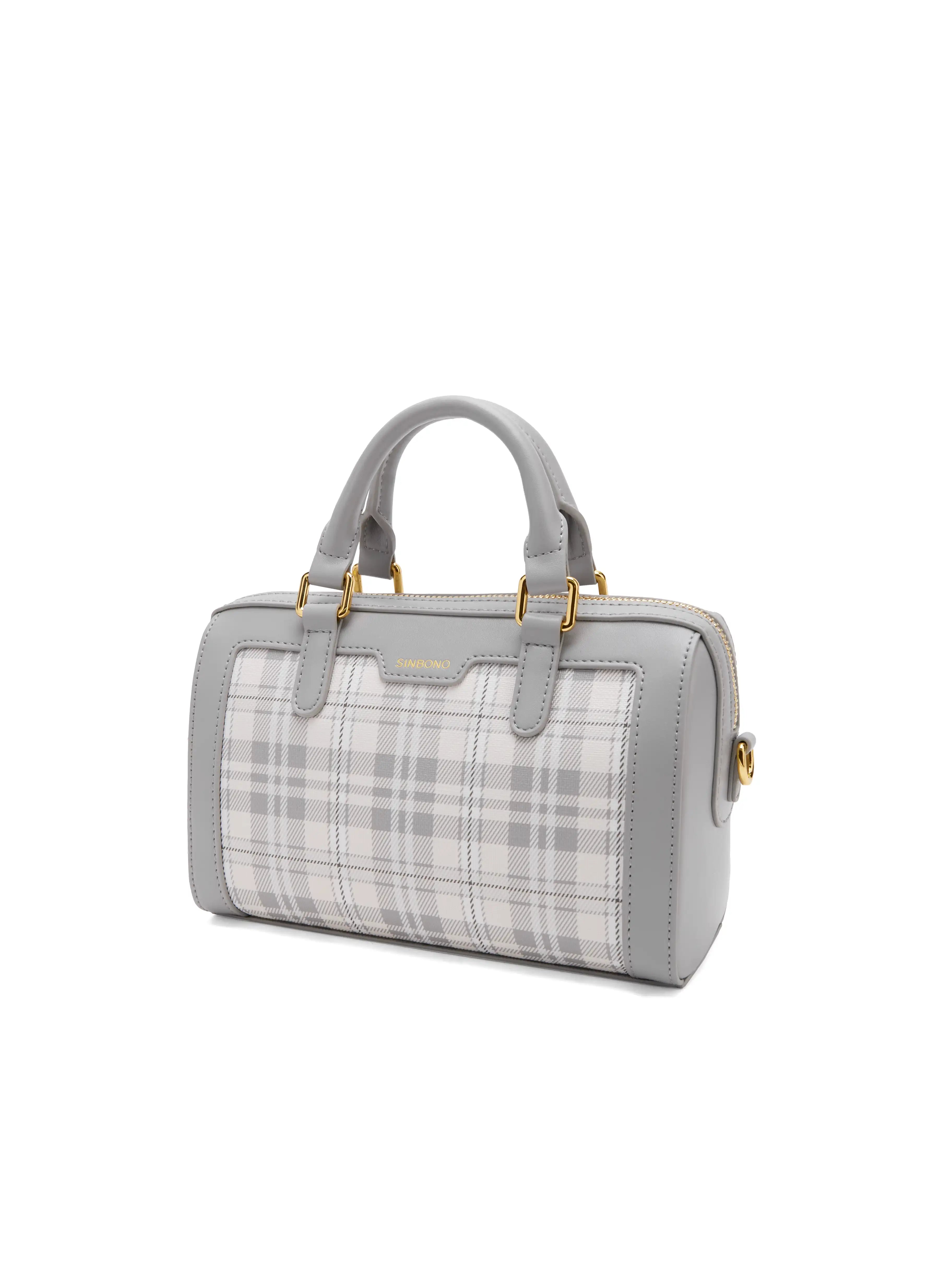 Juliet Top Handle Crossbody Bag - Gray Checkered