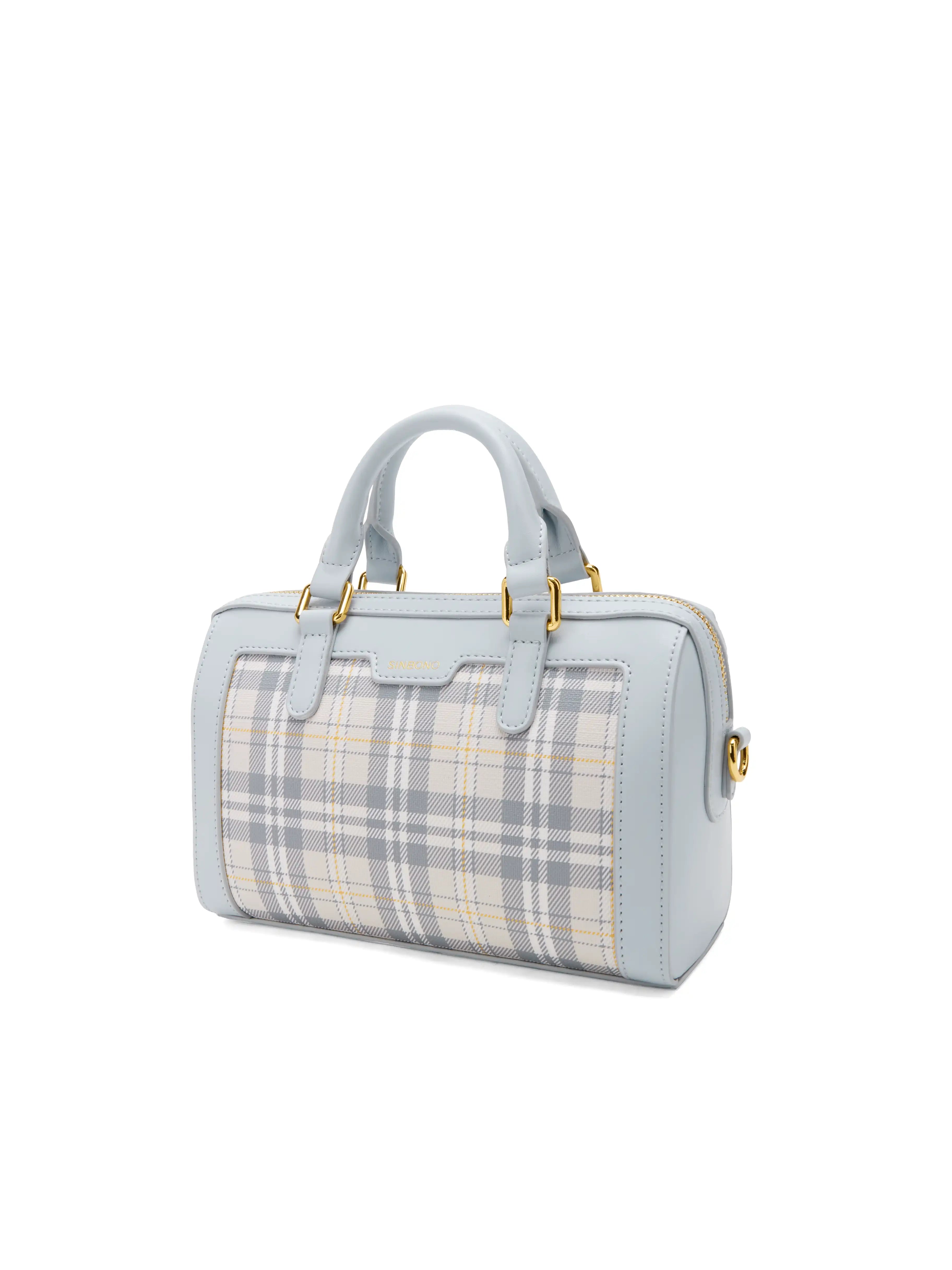 Juliet Top Handle Crossbody Bag -  Light blue Checkered