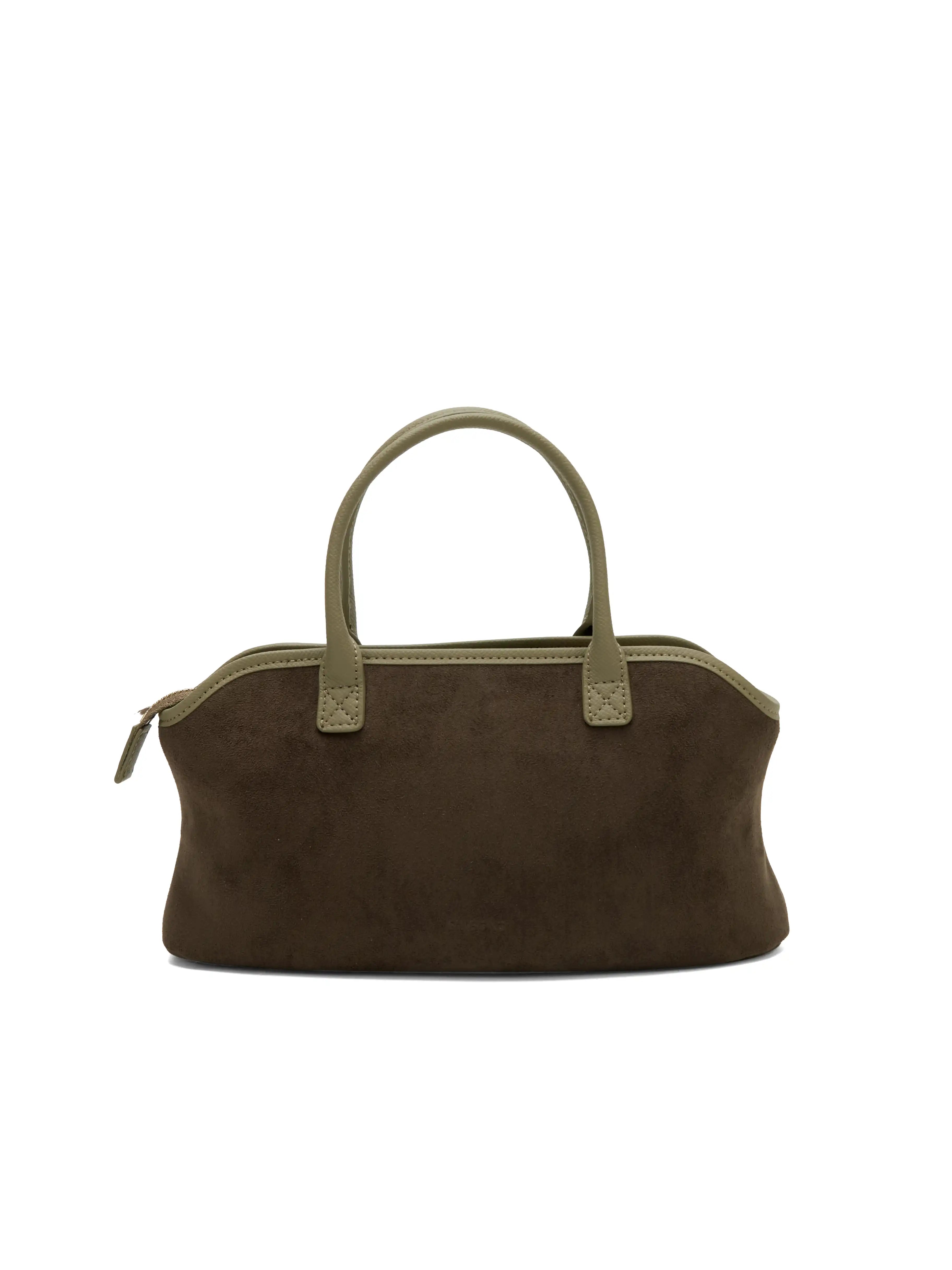 Mireille Top Handle Crossbody Bag - Dark Green Fake Suede