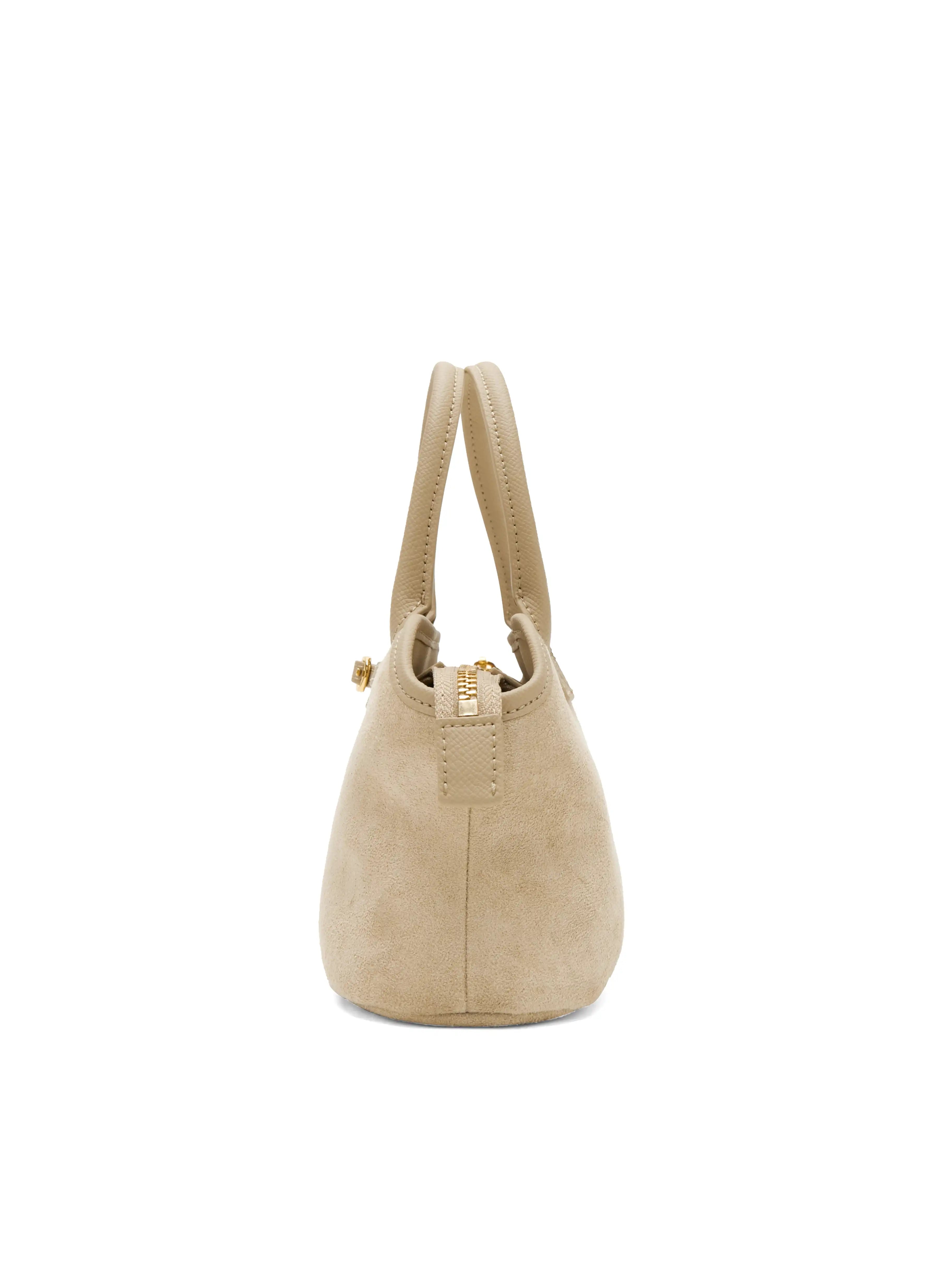 Mireille Top Handle Crossbody Bag - Ivory Fake Suede