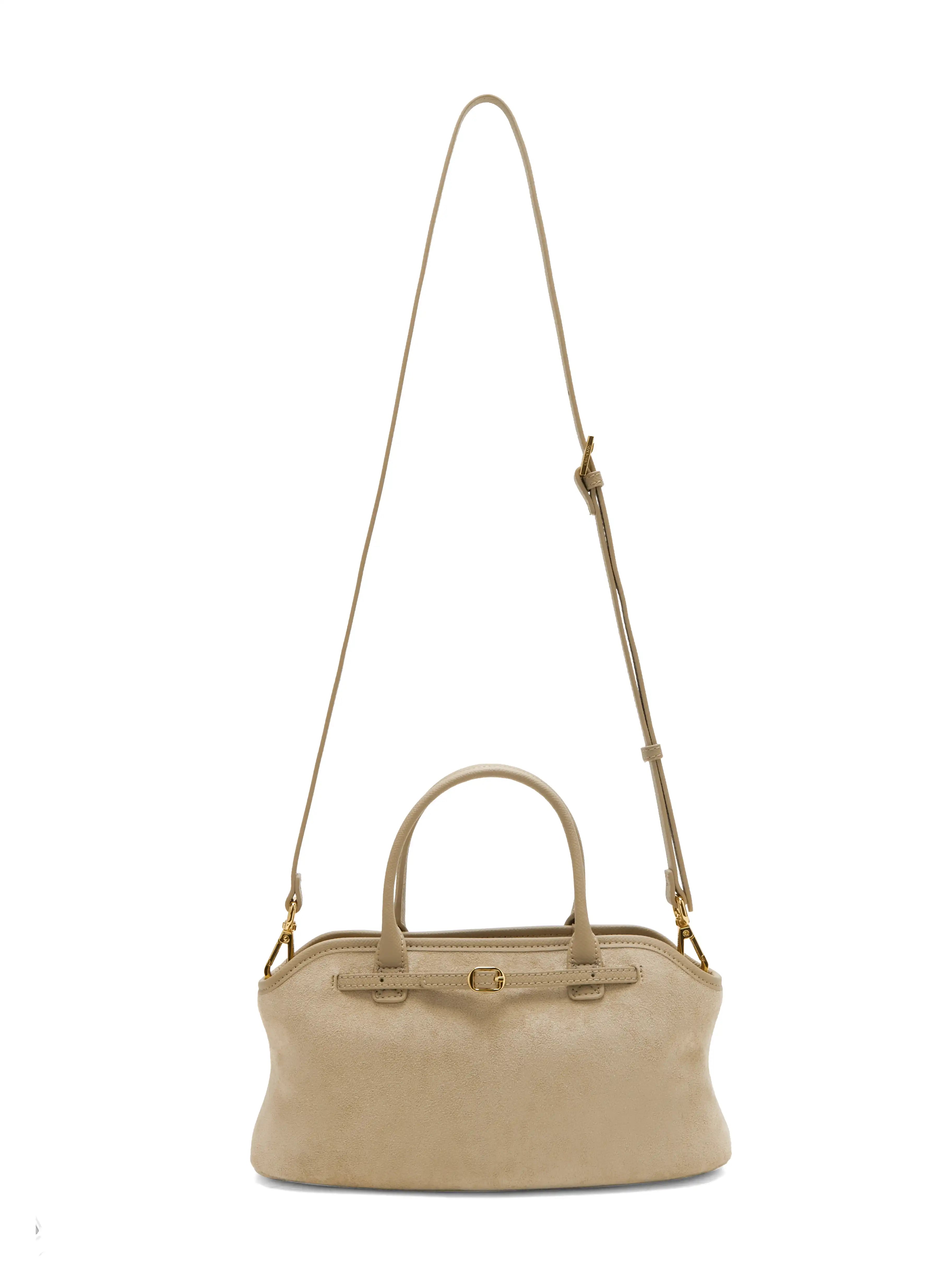 Mireille Top Handle Crossbody Bag - Ivory Fake Suede