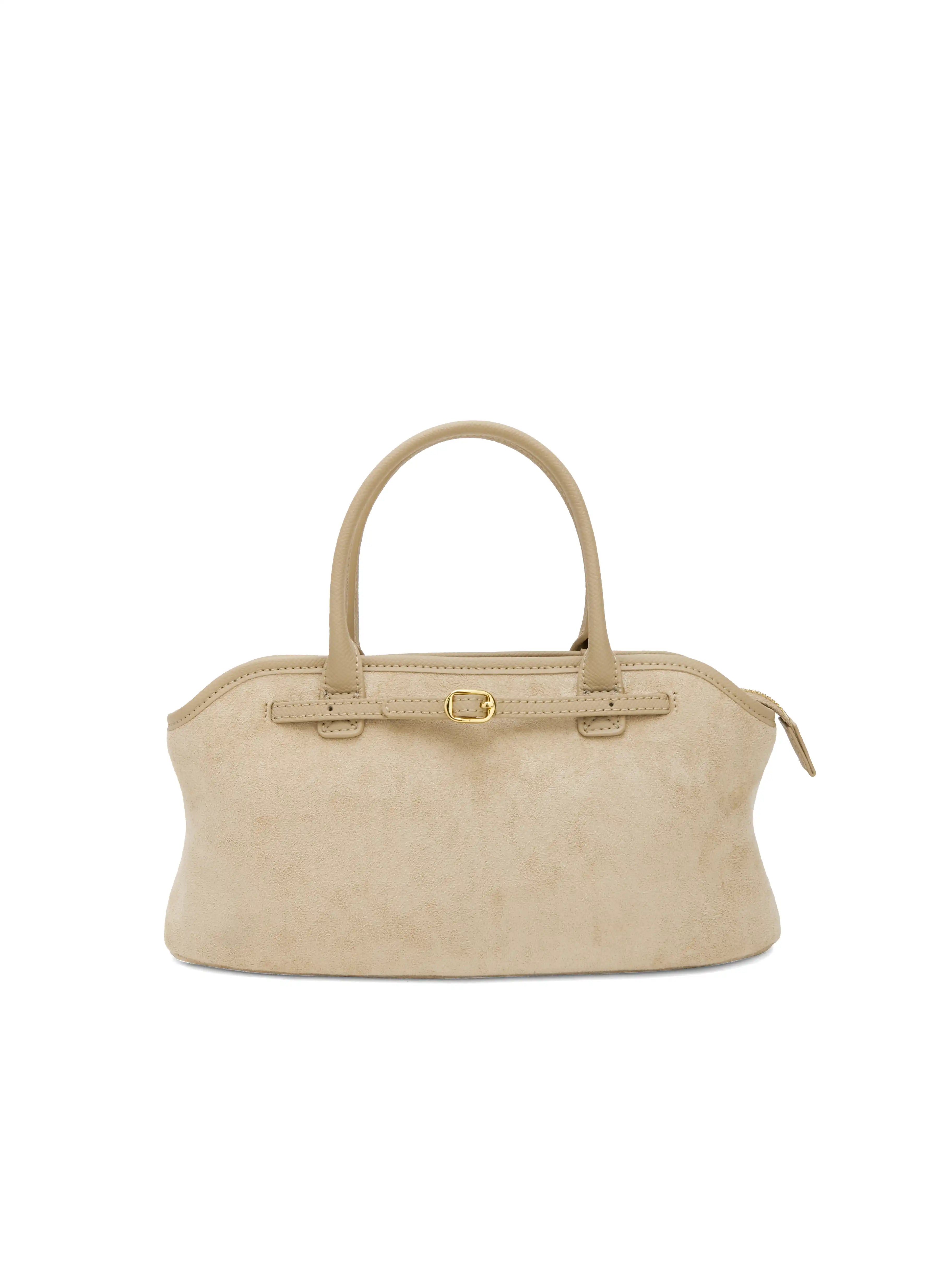 Mireille Top Handle Crossbody Bag - Ivory Fake Suede
