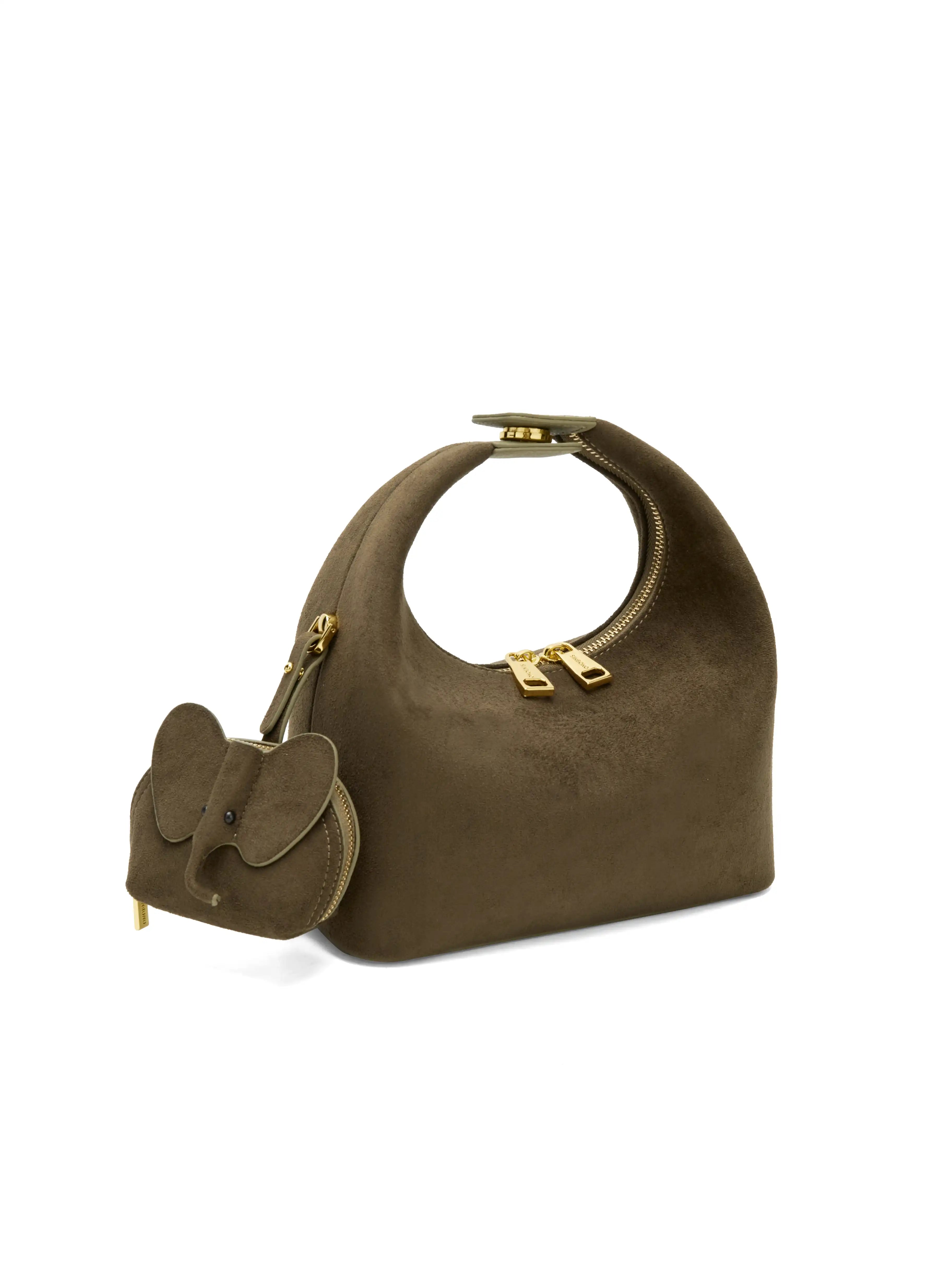 Vienna Top Handle  Crossbody Bag（2.0）- Dark Green Fake Suede