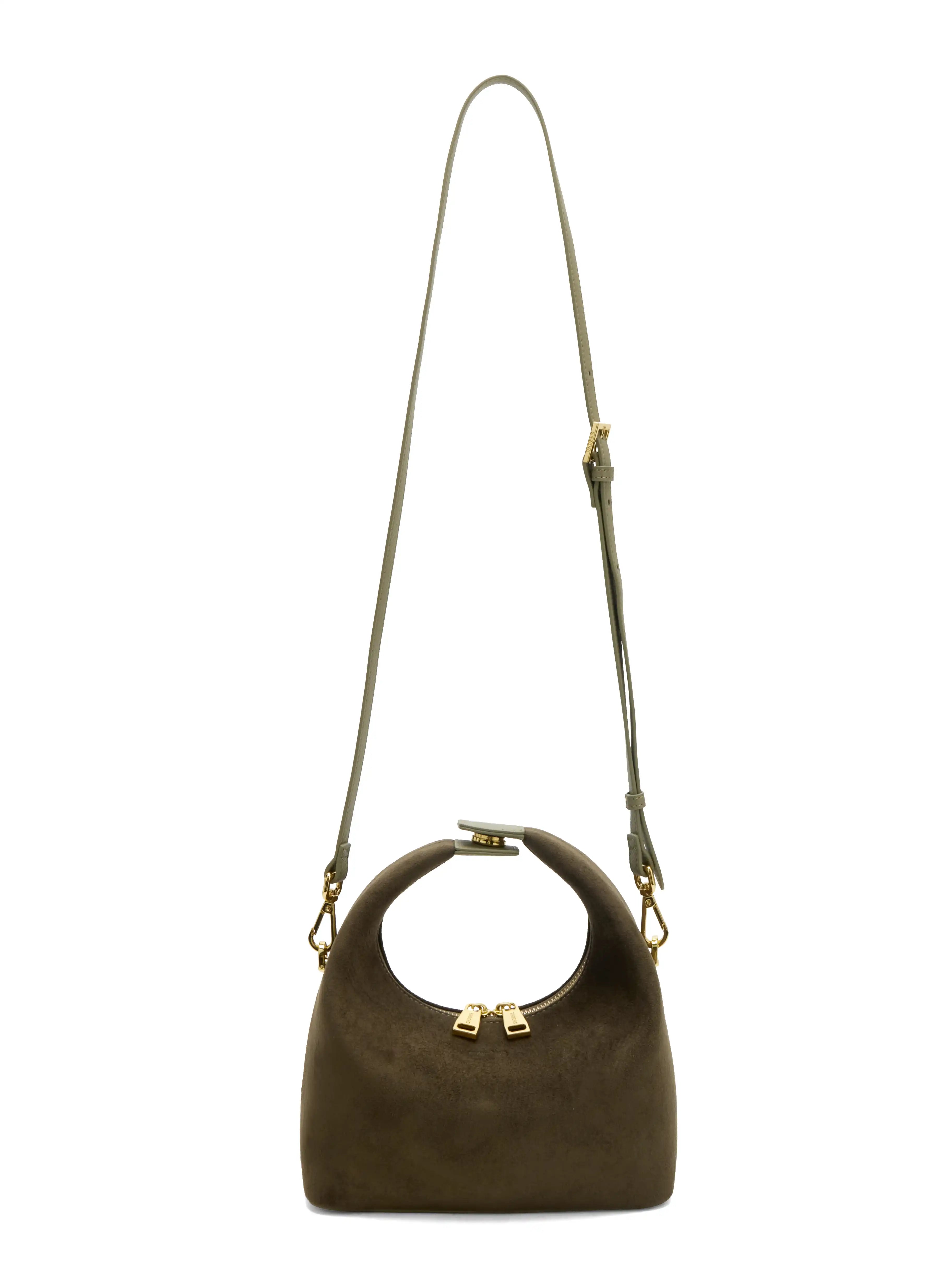 Vienna Top Handle  Crossbody Bag（2.0）- Dark Green Fake Suede